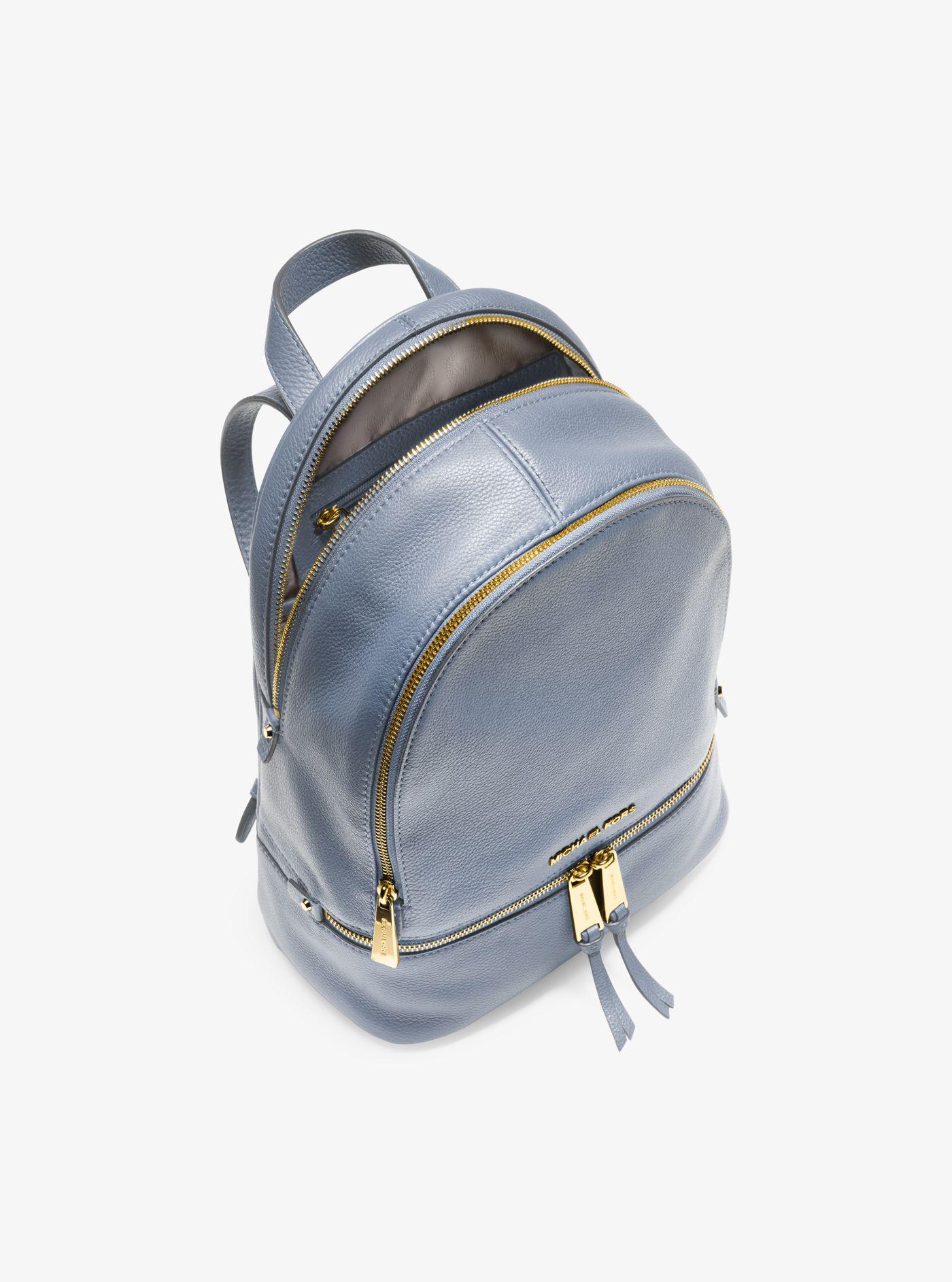 Michael Michael Kors Light Blue Leather Studded Rhea Mini Zip Backpack Purse Bag MICHAEL Michael Kors Rhea Small Leather Backpack in Blue | Lyst main image 3