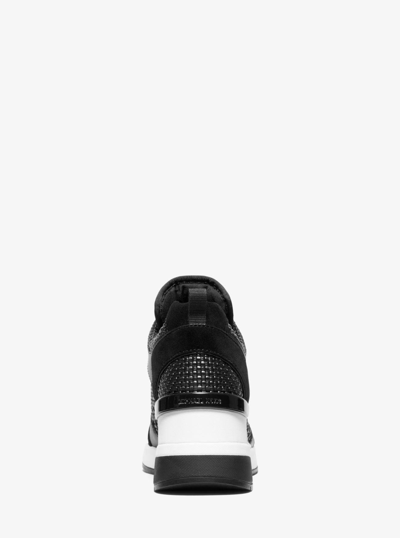Michael Kors Georgie Woven Leather Trainer in Black | Lyst