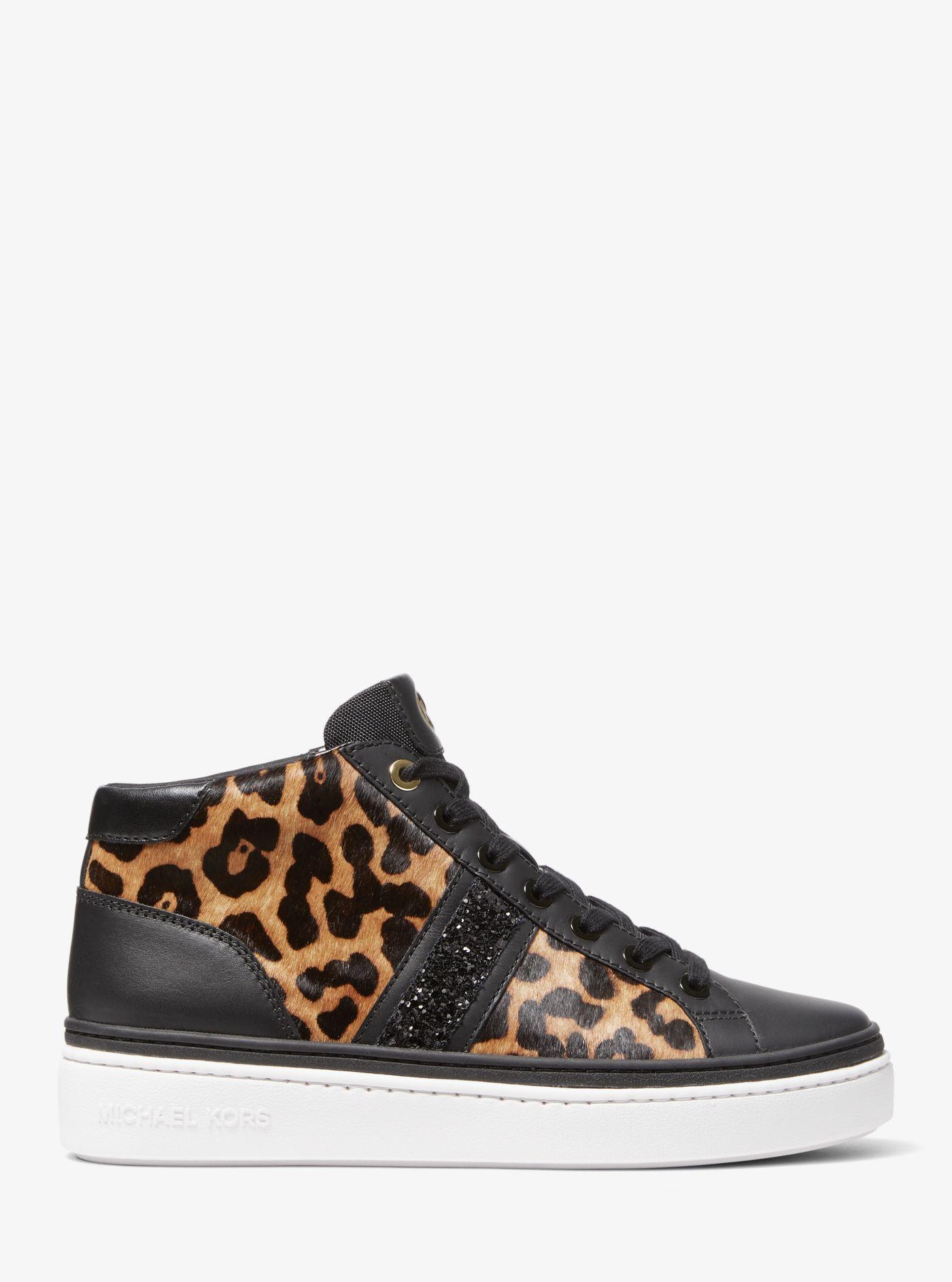 Michael Kors Chapman Embellished Leopard Print Calf Hair And Leather  High-top Sneaker | Lyst