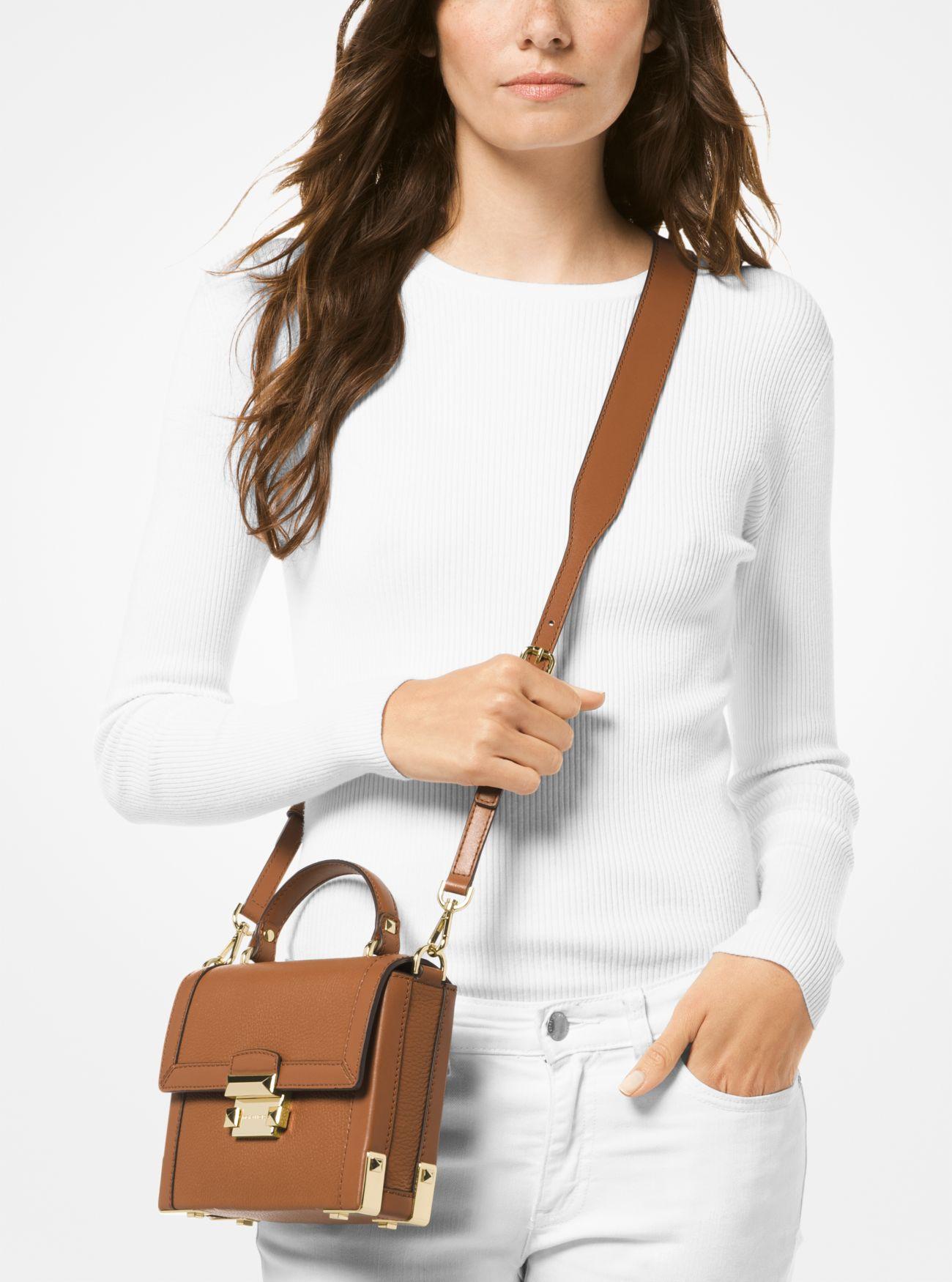 Michael Kors Jayne Small Pebbled Leather Trunk Bag in Brown - Lyst