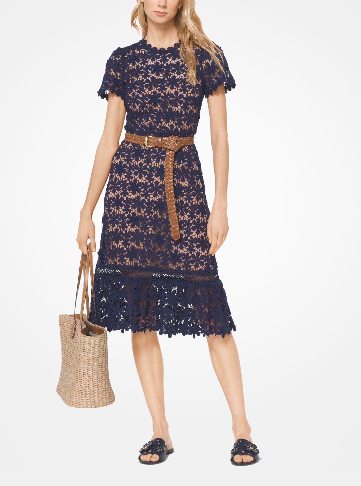 michael kors blue lace dress