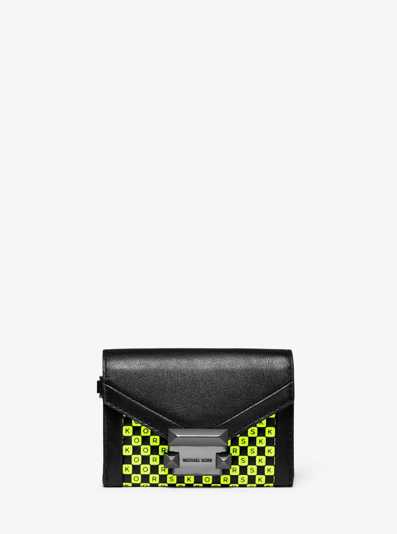 fordom Afstemning beløb MICHAEL Michael Kors Whitney Small Checkerboard Logo Leather Chain Wallet  in Yellow - Lyst