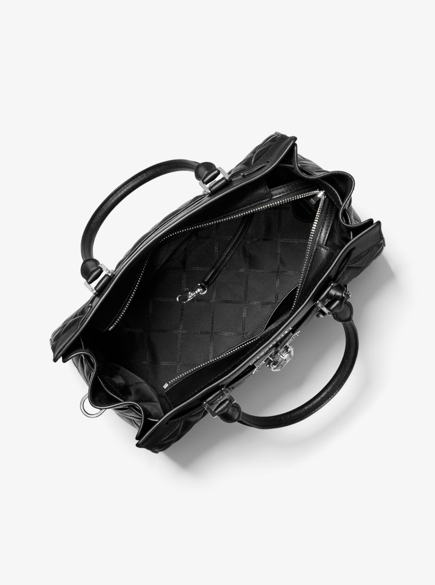 Michael Kors Nouveau Hamilton Large Quilted Leather Satchel in Black | Lyst