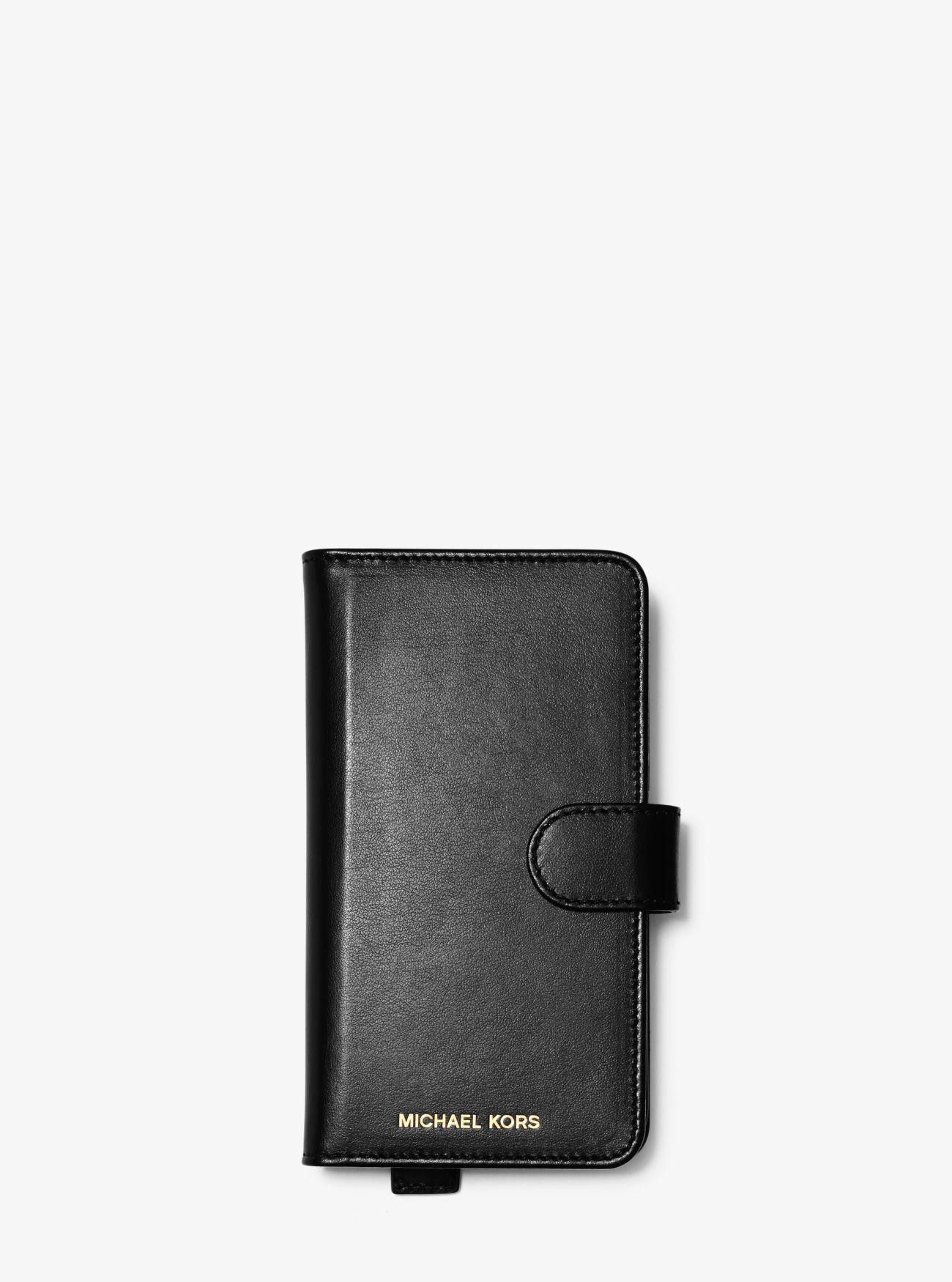Michael Kors Leather Hand-strap Folio Case For Iphone Xr Black