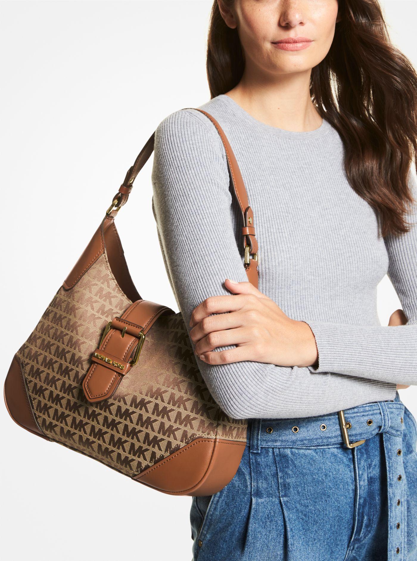 lillian medium logo jacquard shoulder bag