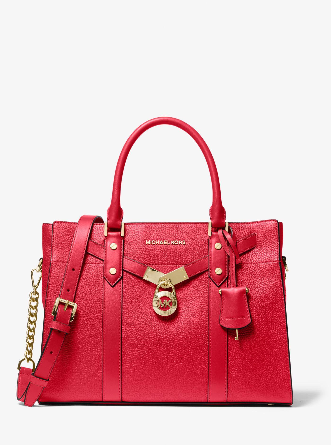 Michael Kors Synthetic Nouveau Hamilton Large Pebbled Leather Satchel in  Bright Red (Red) | Lyst