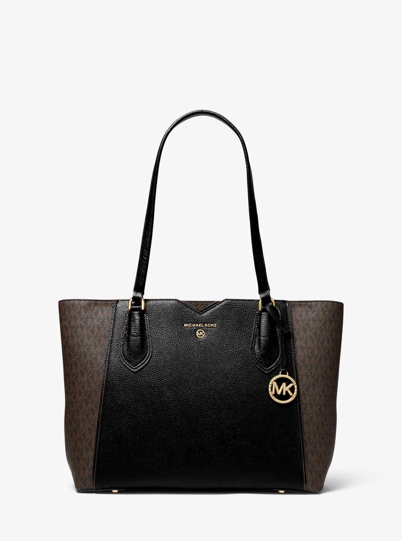 MICHAEL Michael Kors Mae Medium Pebbled Leather And Logo Tote Bag in ...