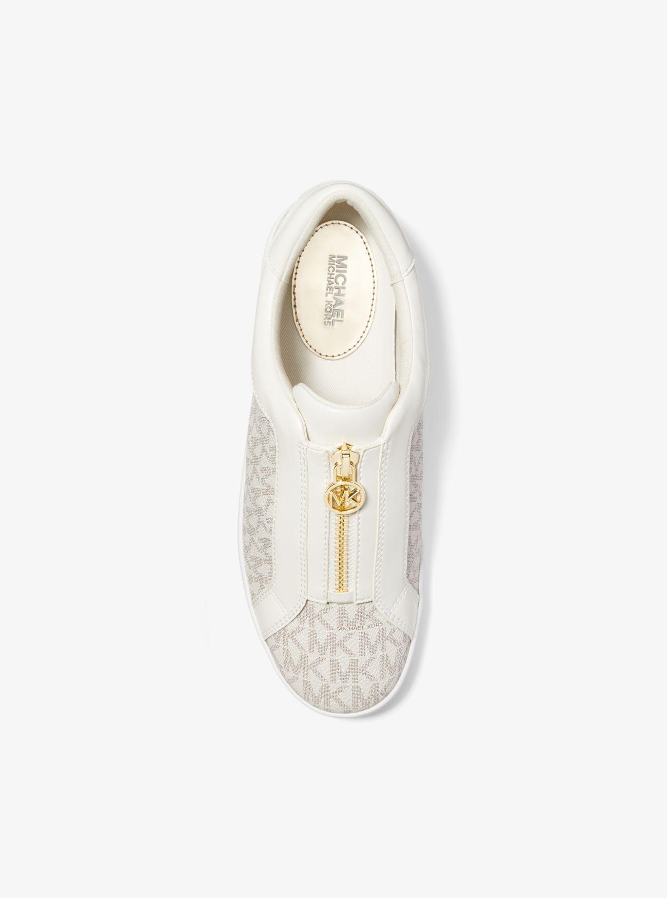 Michael Kors Keaton Signature Logo Zip up Trainers in White for