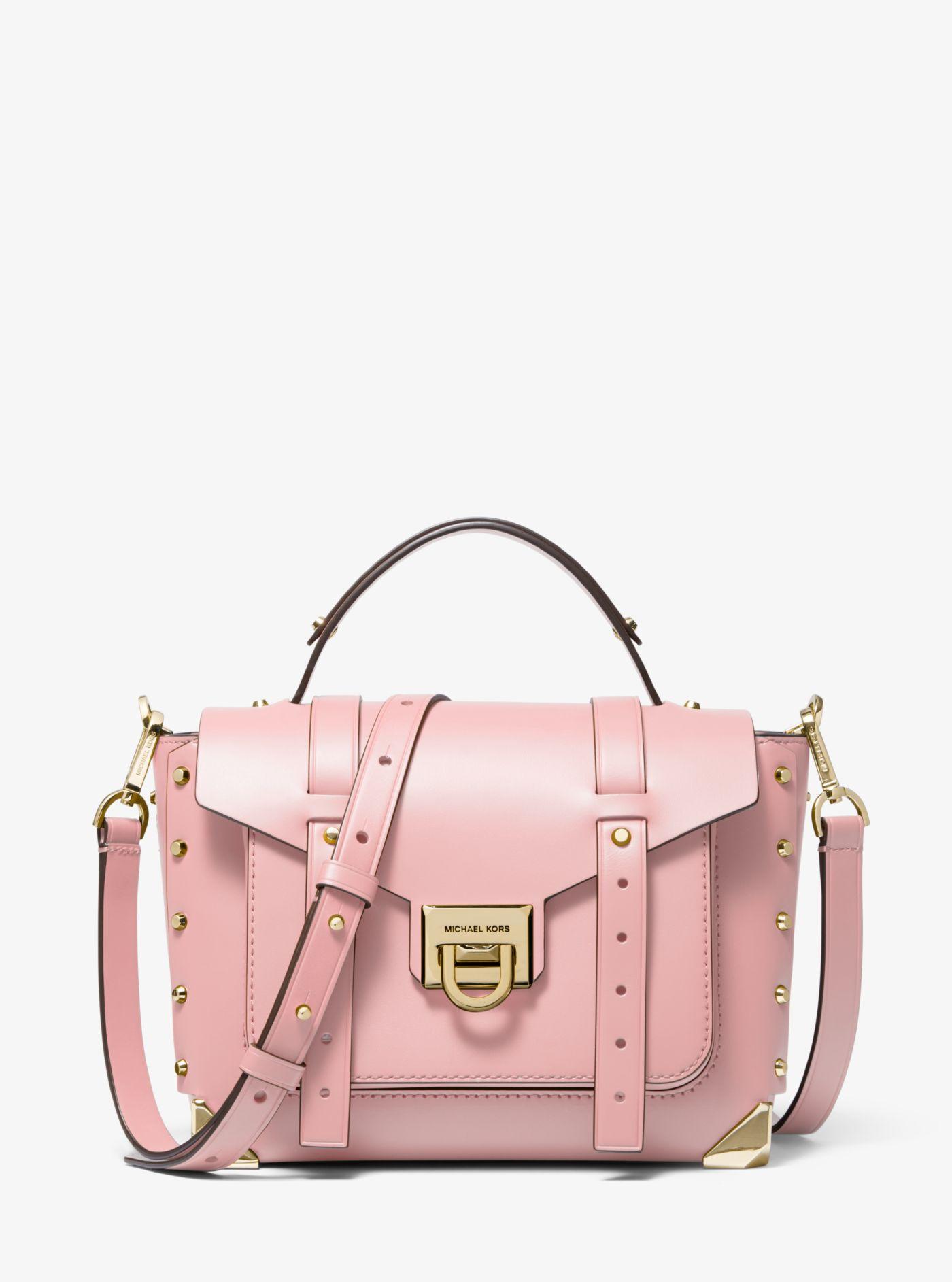 Michael Kors Manhattan Medium Leather Satchel in Pink Lyst