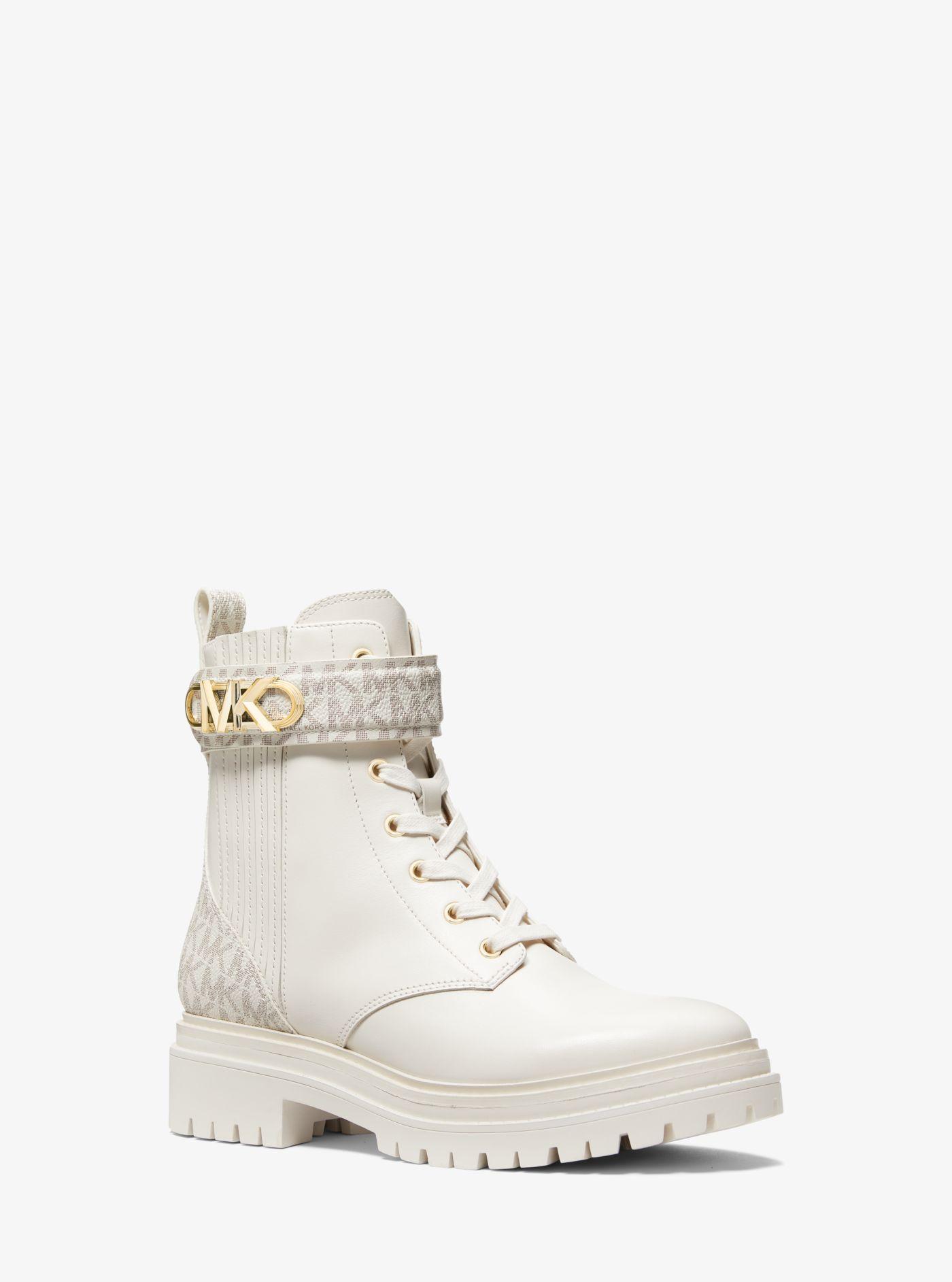 MICHAEL Michael Kors Parker Leather Combat Boot in White | Lyst