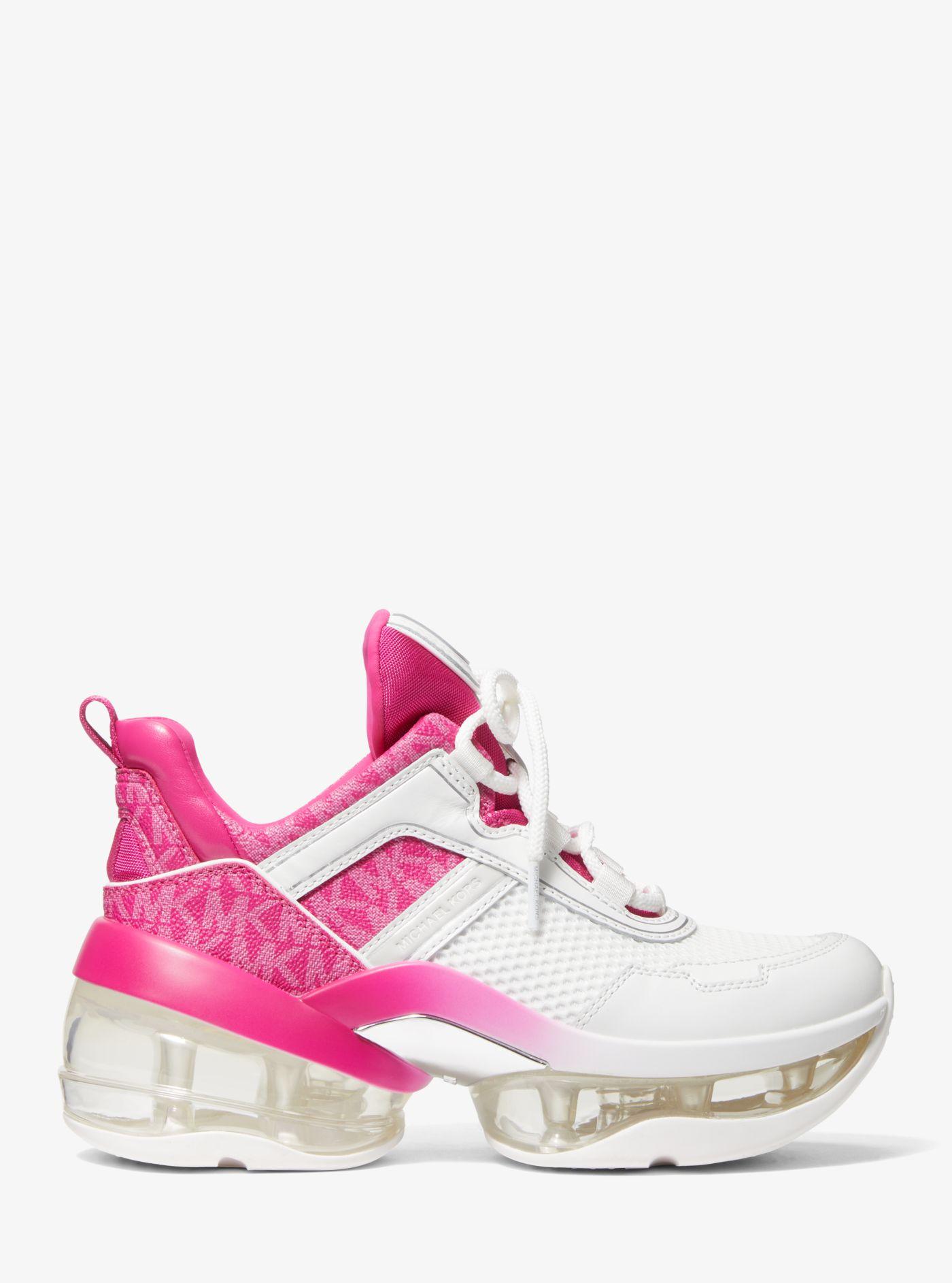 Michael Kors Olympia Extreme Mesh And Logo Trainer in Pink | Lyst
