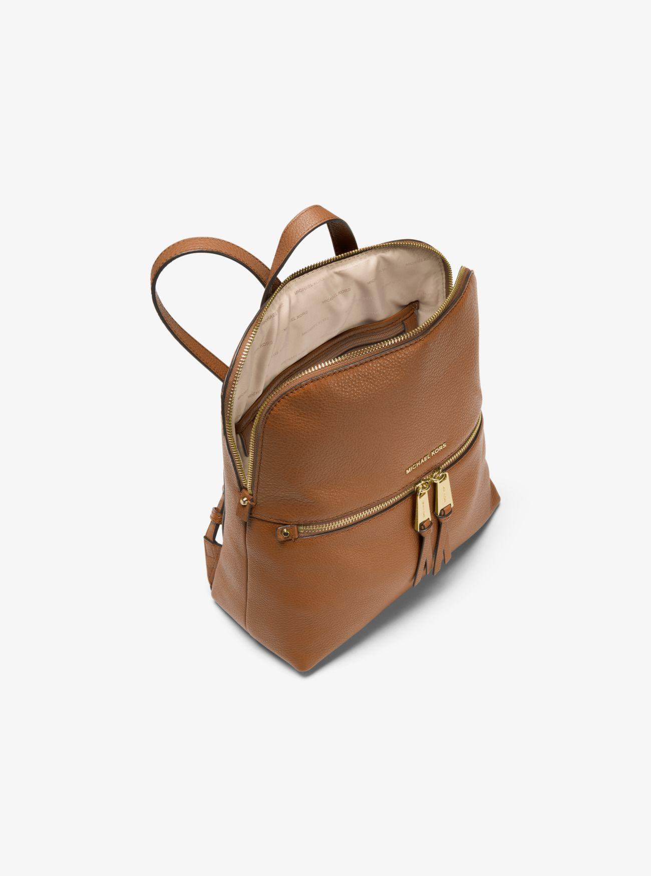 Michael Kors Rhea Zip Medium Slim Backpack in Brown | Lyst