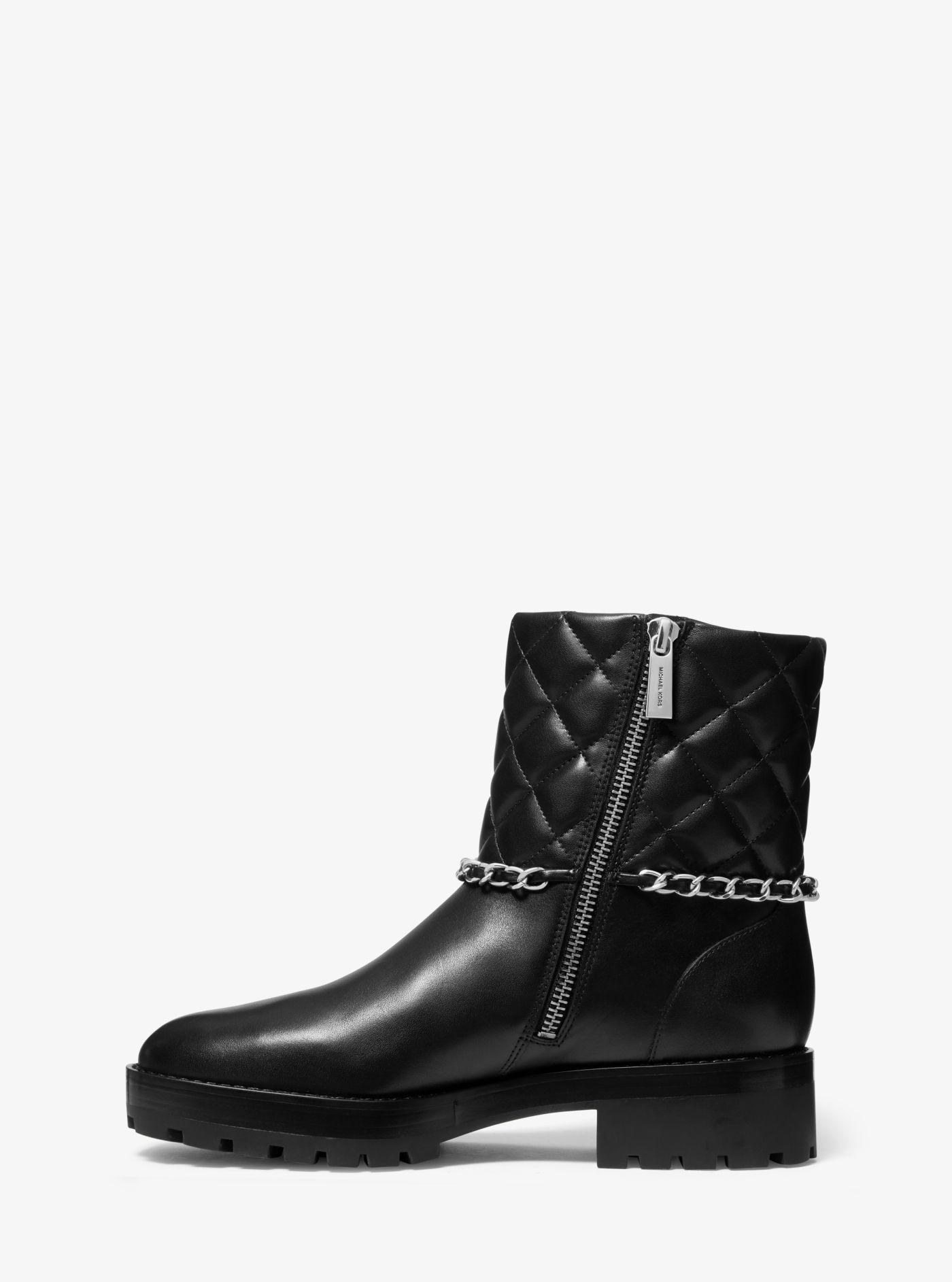 Michael Kors Elsa Quilted Leather Chain Boot in Black | Lyst