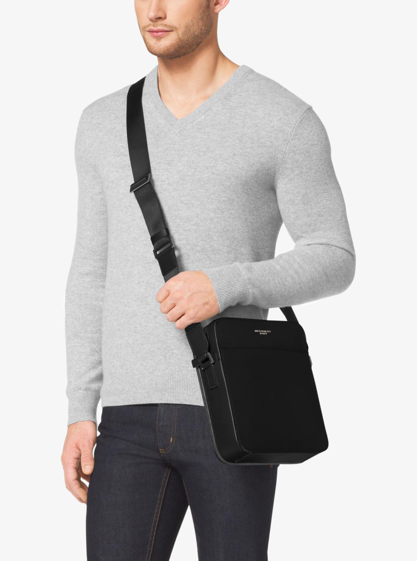 Michael Kors Leather Harrison Flight Bag in Black for Men - Lyst