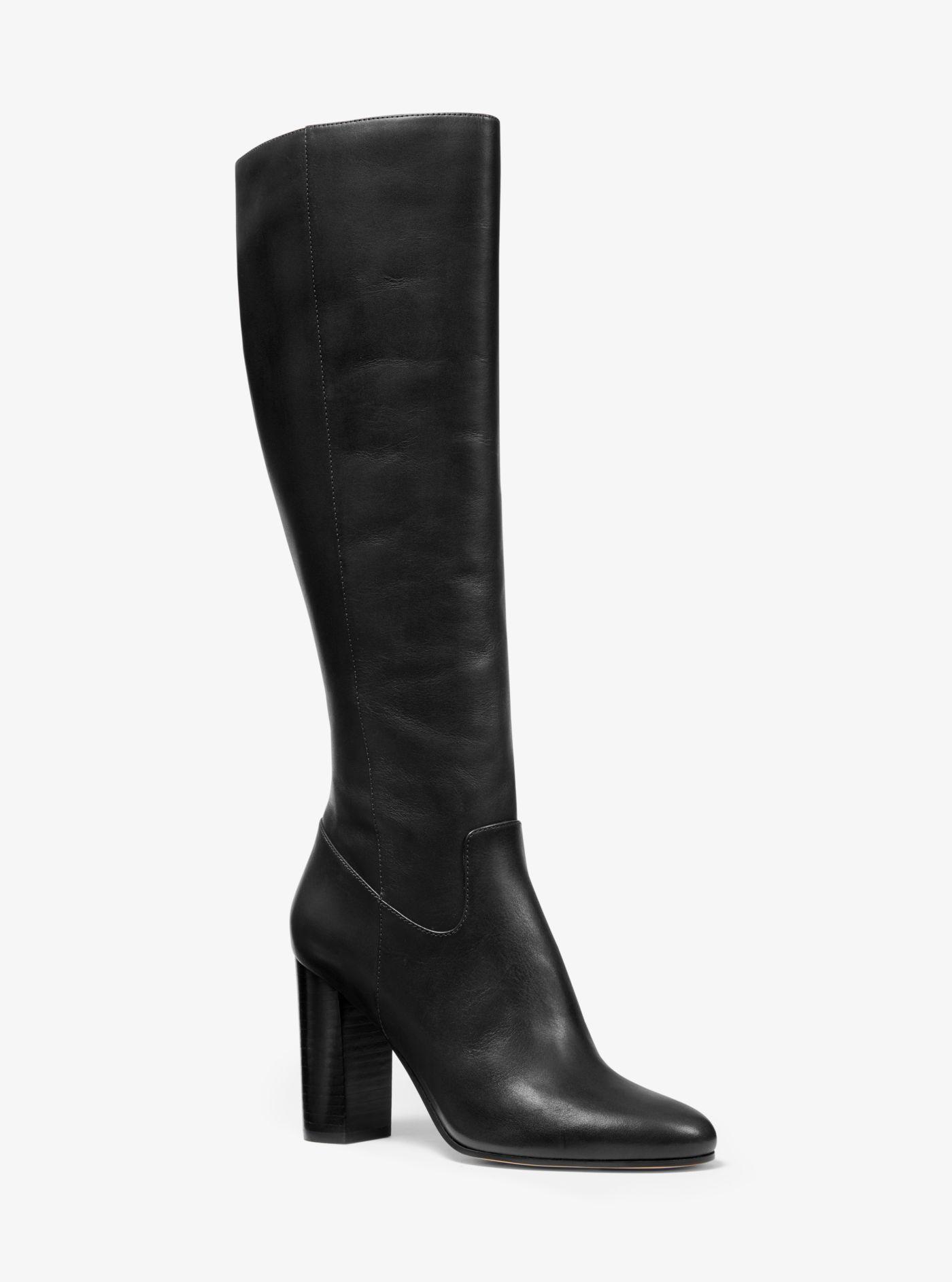 Michael Kors Lottie Leather Boot in Black | Lyst
