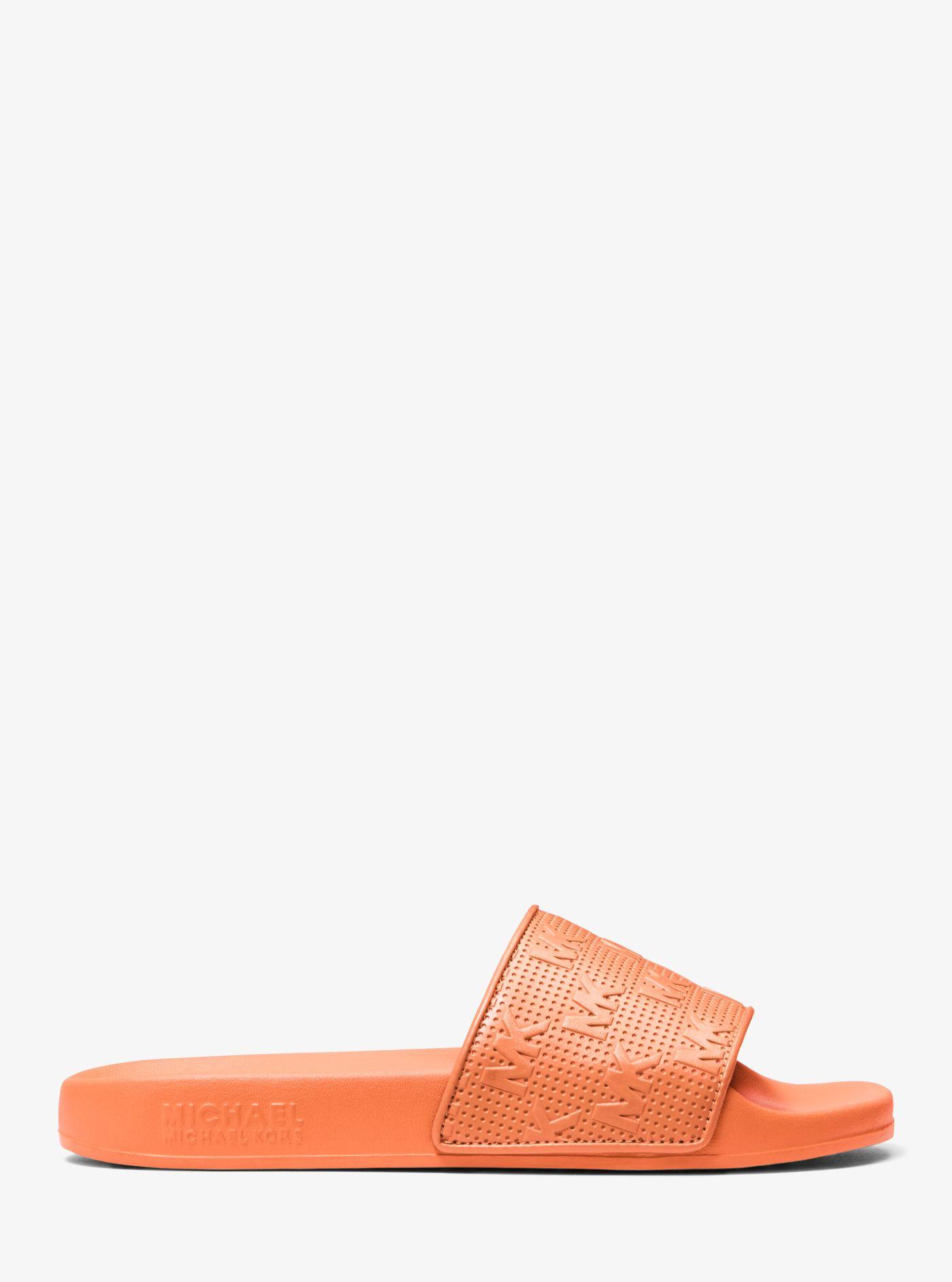 MICHAEL Michael Kors Gilmore Logo Embossed Faux Leather Slide