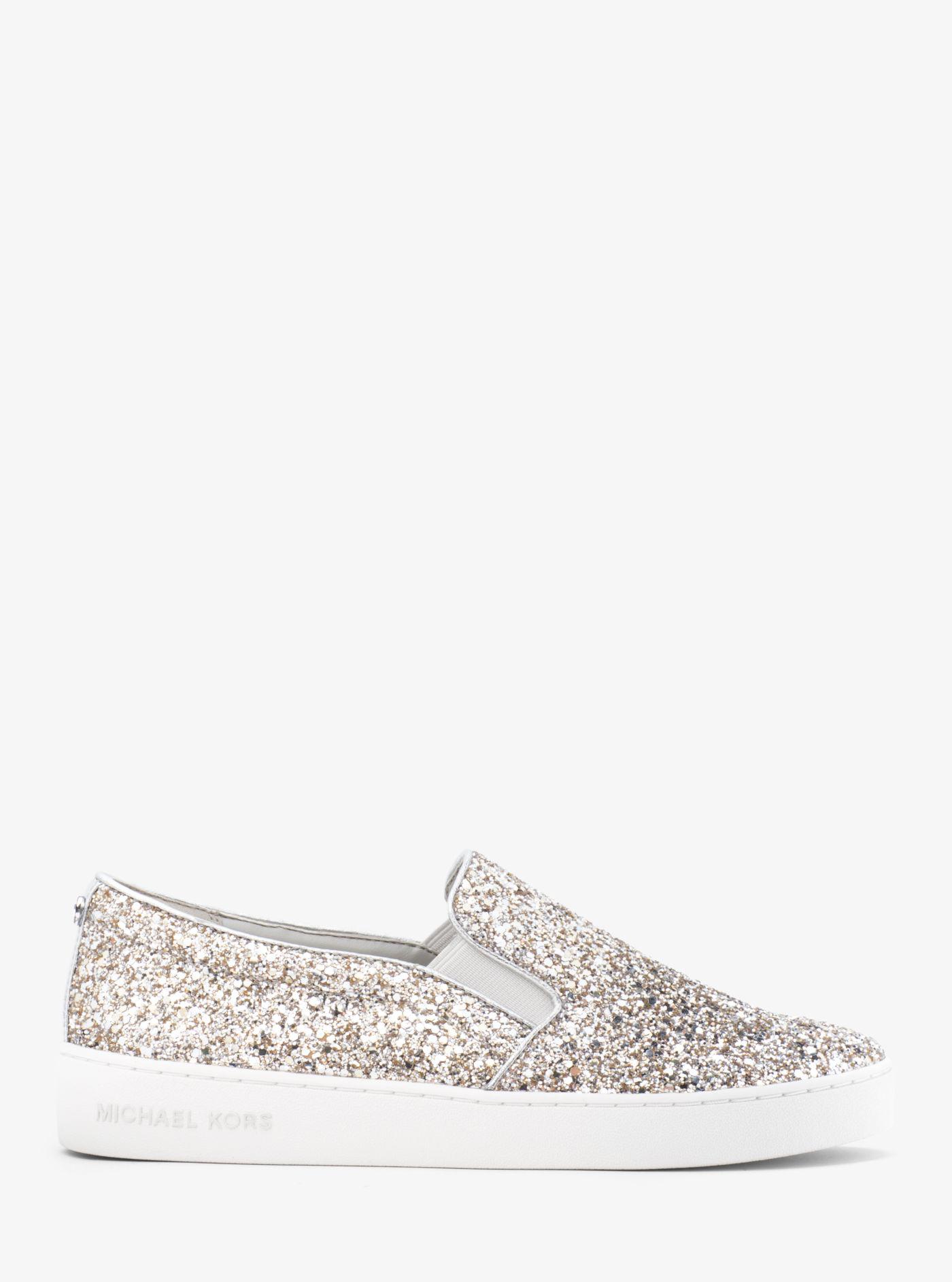 michael kors keaton glitter slip on