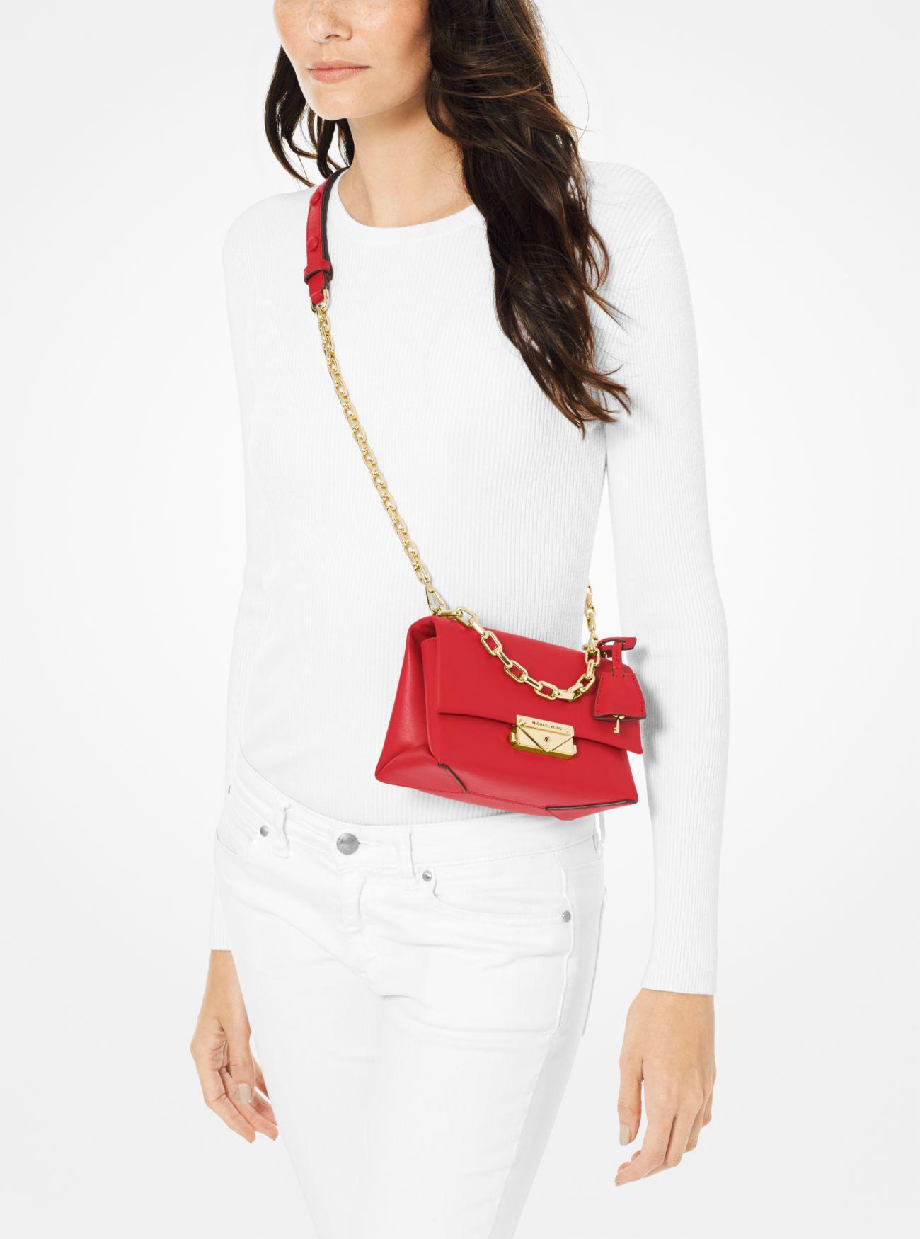 Michael Kors Cece Extra-small Leather Crossbody Bag in Bright Red (Red ...