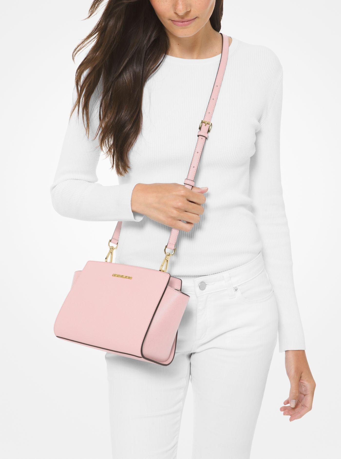 Michael Kors Selma Medium Saffiano Leather Crossbody Bag in Powder Blush  (Pink) - Lyst
