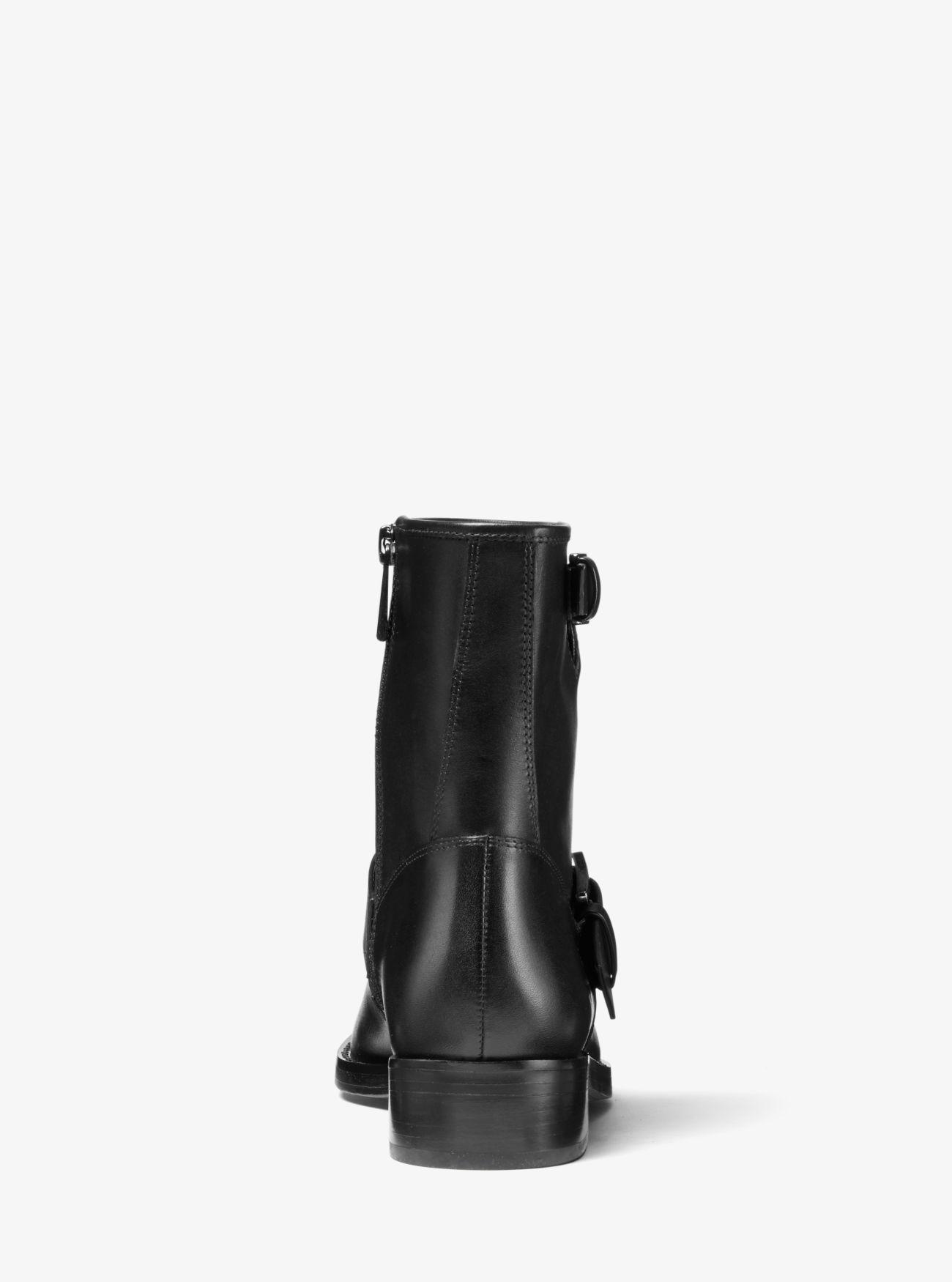 Michael Kors Reeves Leather Moto Boot in Black - Lyst