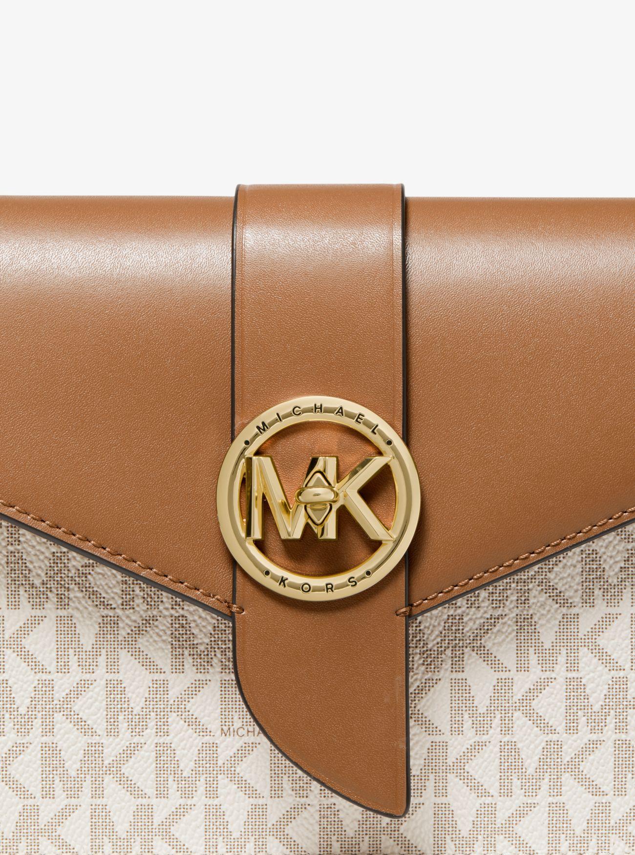 Michael Kors Medium Logo And Leather Convertible Crossbody Bag in