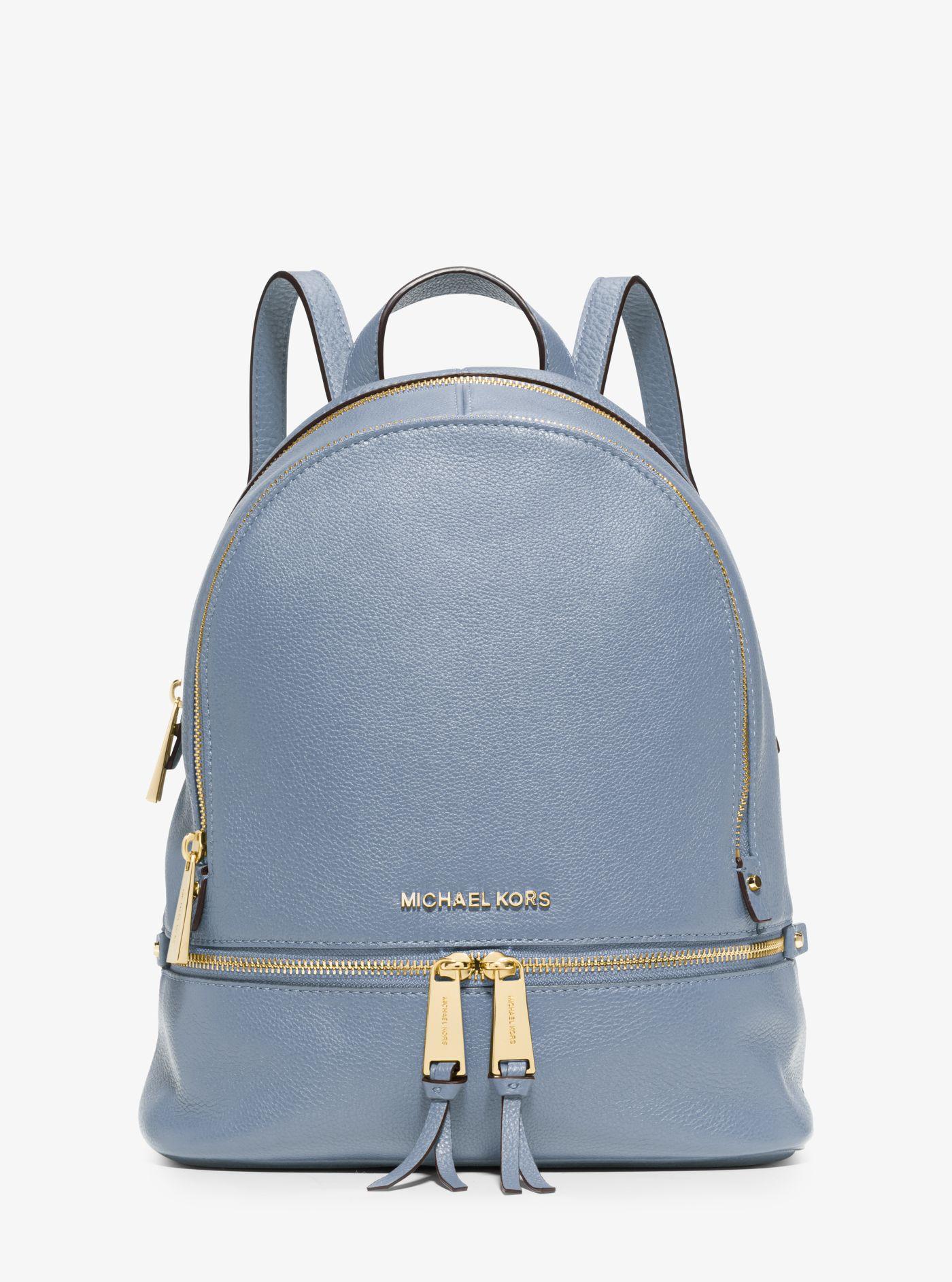 Michael Kors Rhea Small Leather Backpack in Blue | Lyst