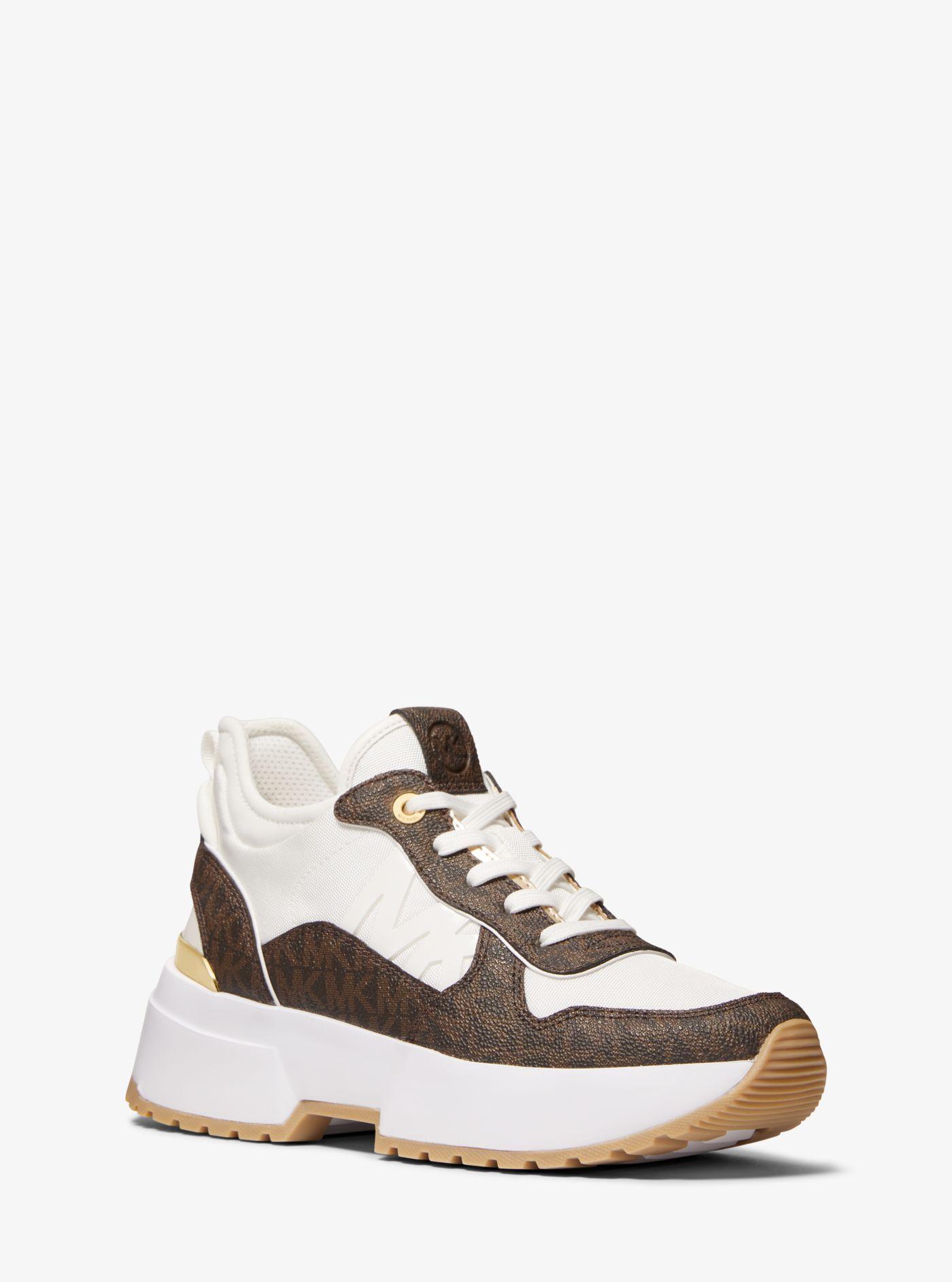 Michael Kors Muse Logo And Mesh Trainer in Brown | Lyst