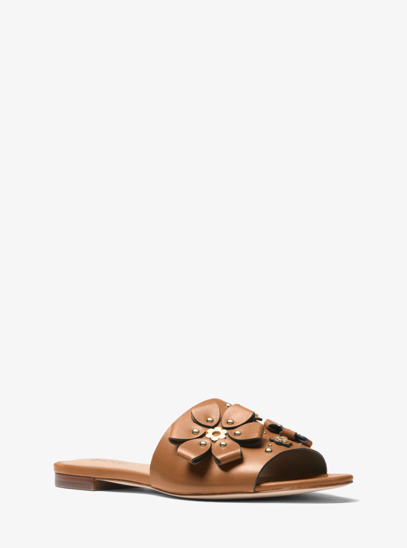 michael kors tara floral embellished leather platform sandal