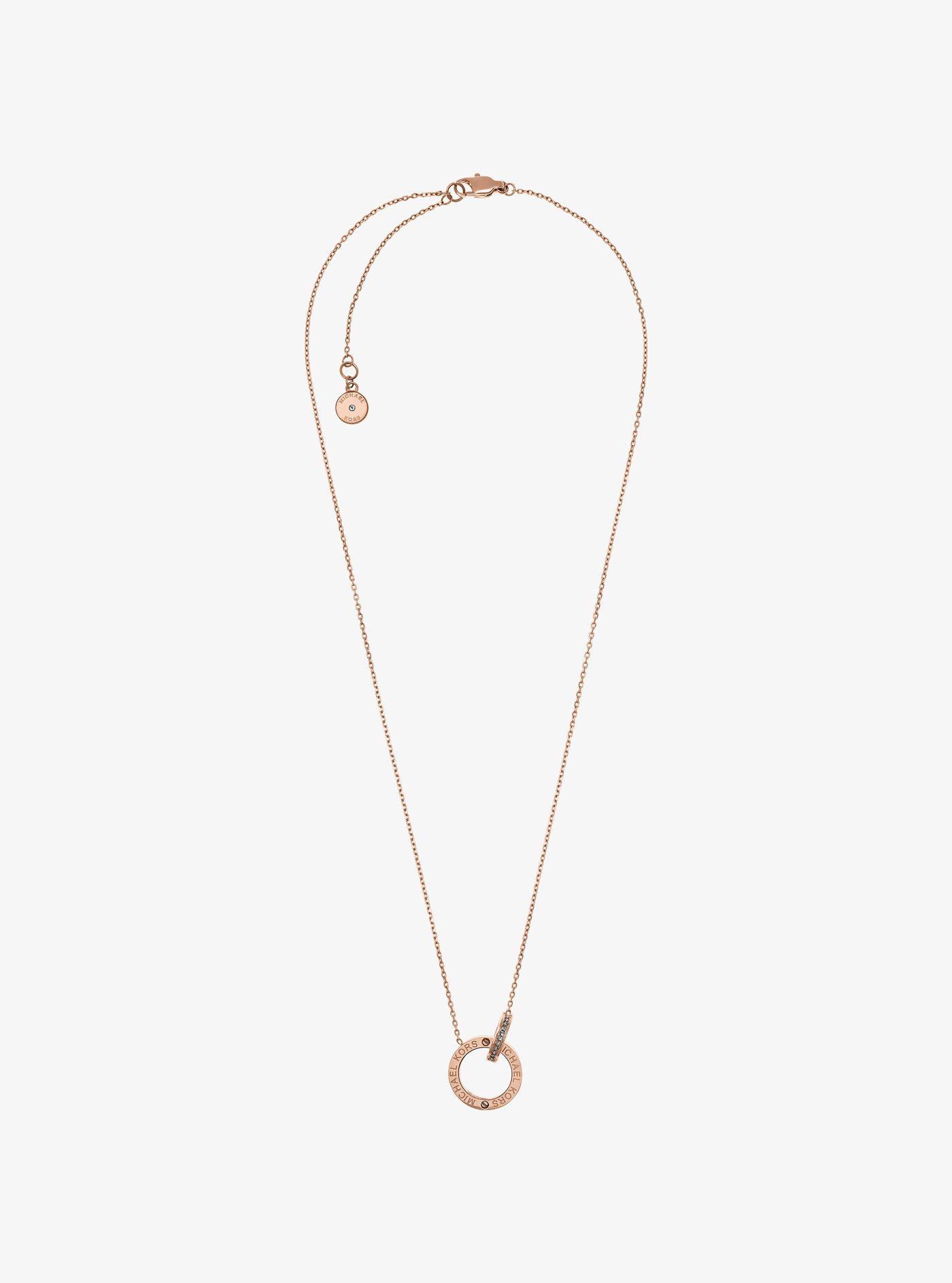 michael kors rose gold circle necklace