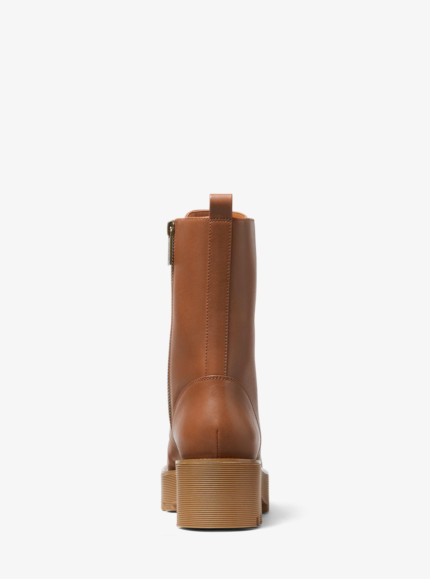Michael Kors Bryce Leather Platform Combat Boot in Brown | Lyst