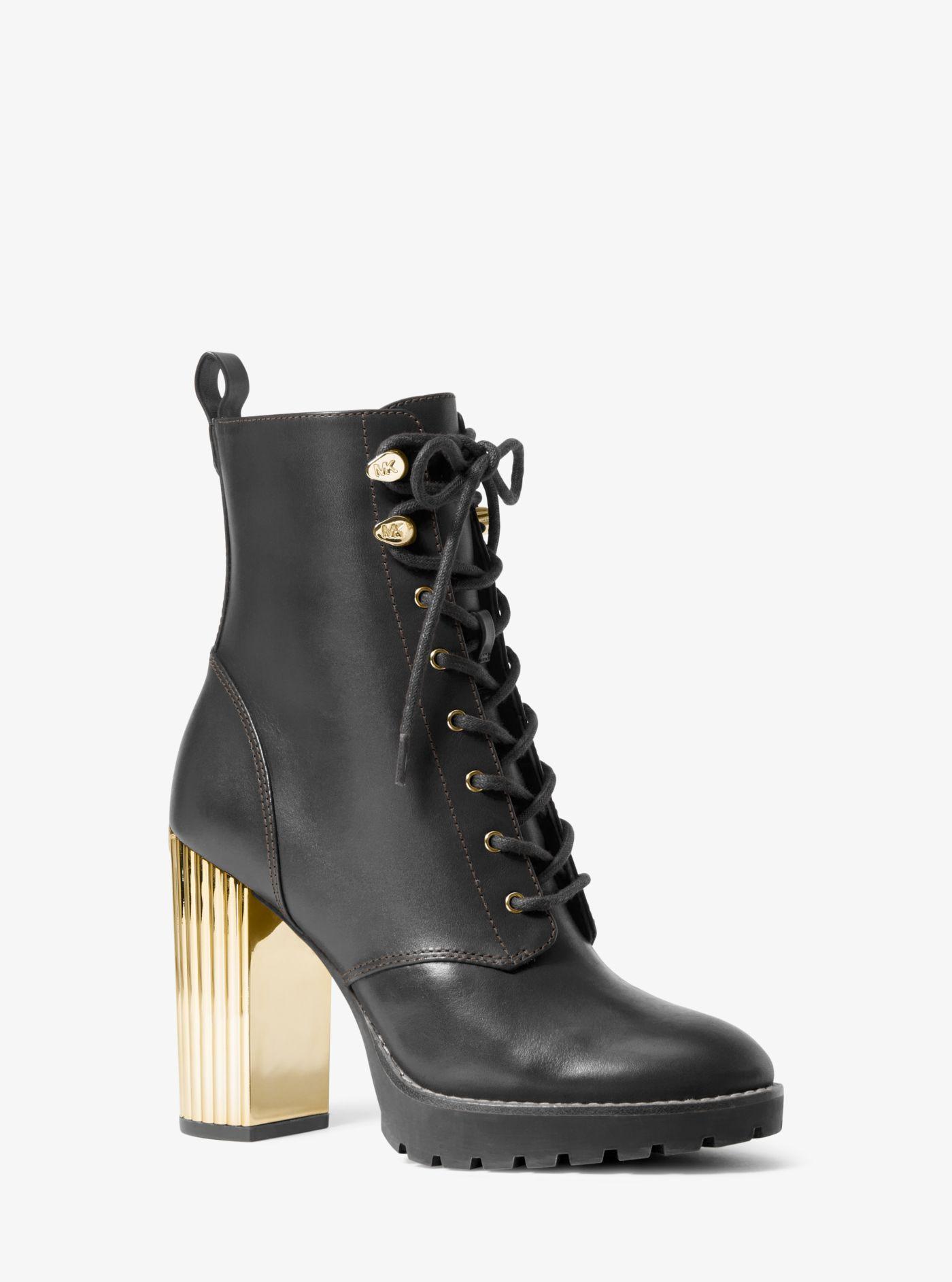 MICHAEL Michael Kors Porter Leather Lace-up Boot in Black | Lyst Canada