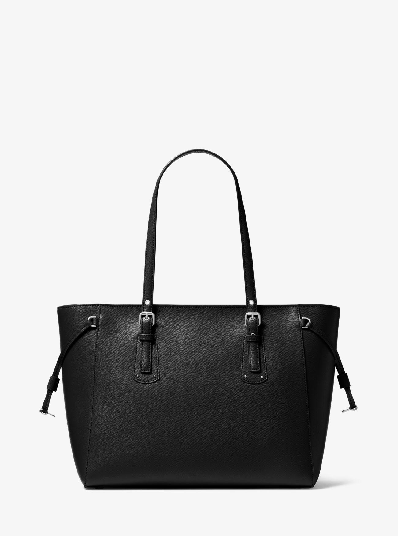 Michael Kors Voyager Medium Crossgrain Leather Tote Bag in Black - Save ...