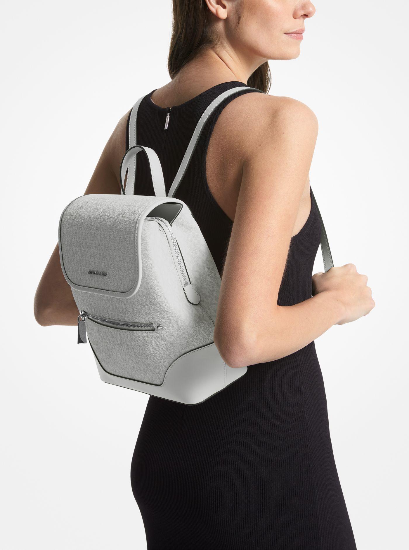 MICHAEL Michael Kors Harrison Medium Logo Backpack in White Lyst