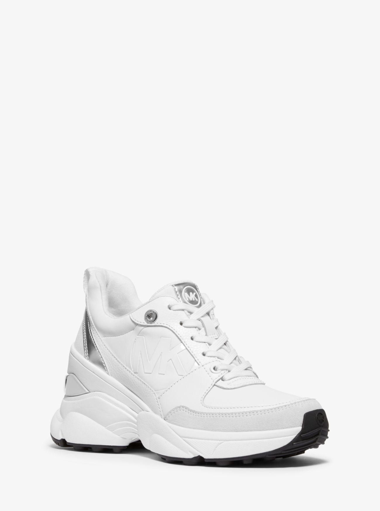 mickey satin and leather trainer