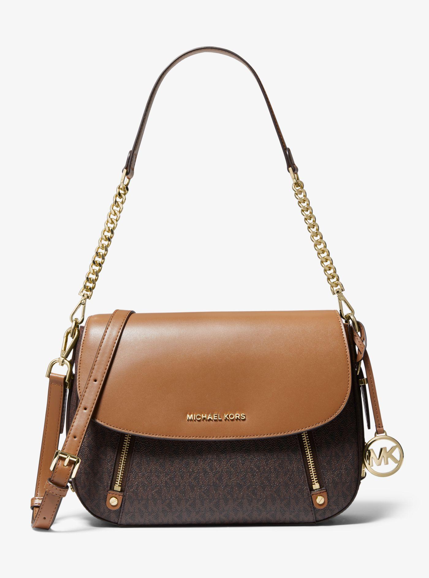 Michael Kors Bedford Legacy Medium Logo And Leather Shoulder Bag Lyst