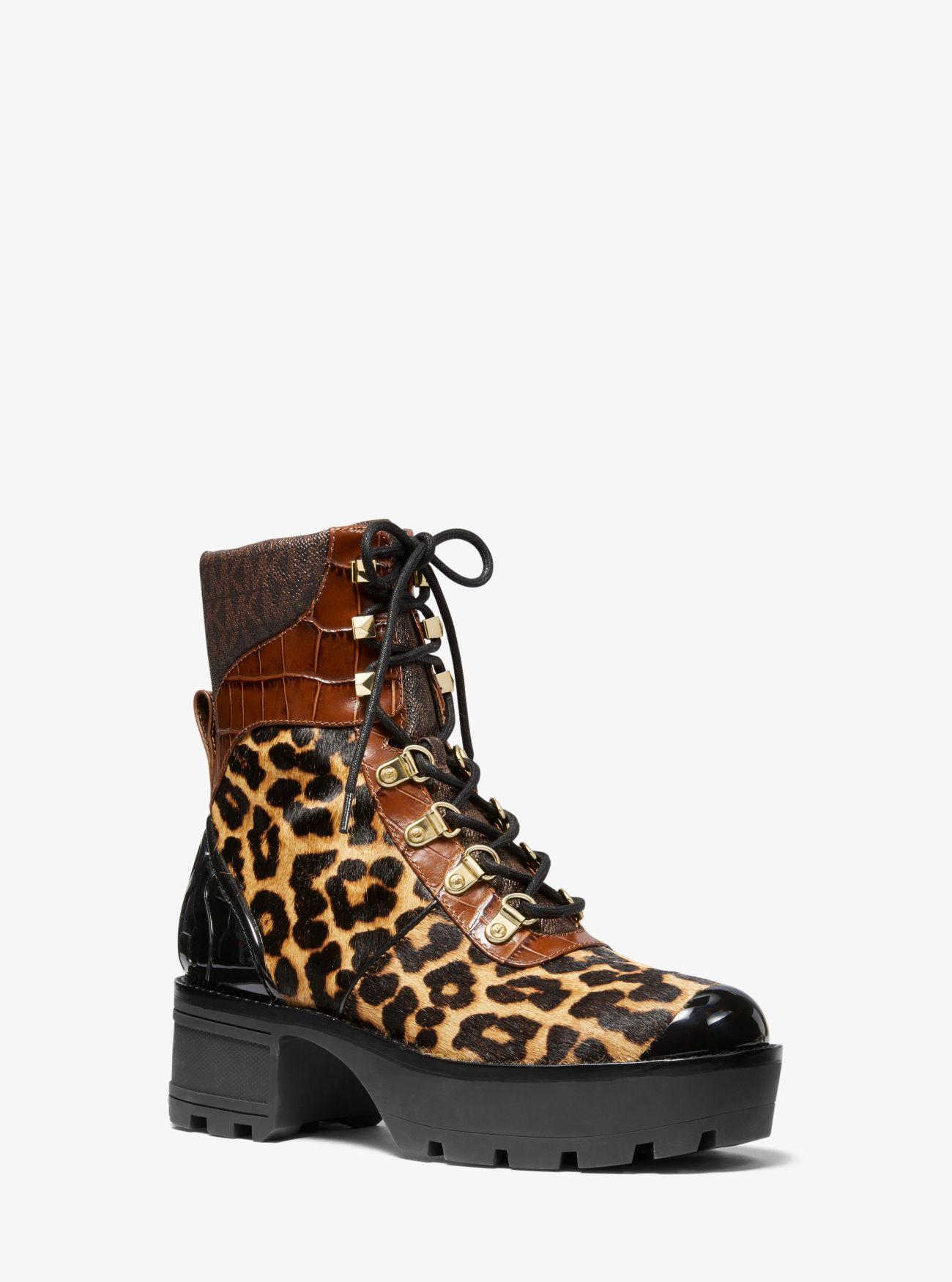 khloe leather and logo combat boot