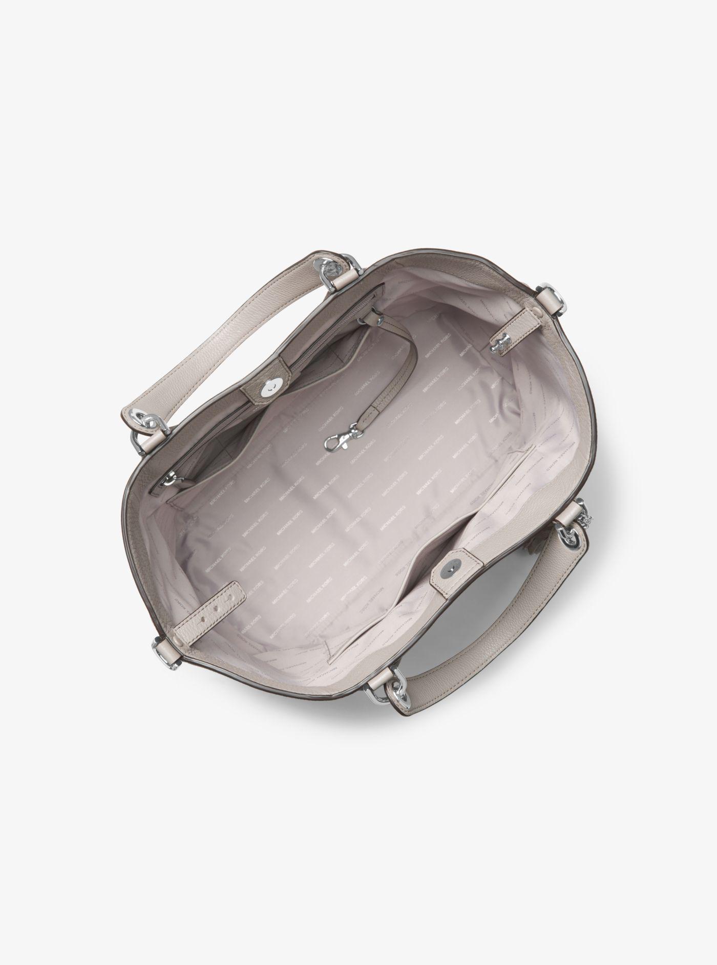 Michael Kors Brooklyn Large Leather Satchel in Pearl Grey (Gray) - Lyst