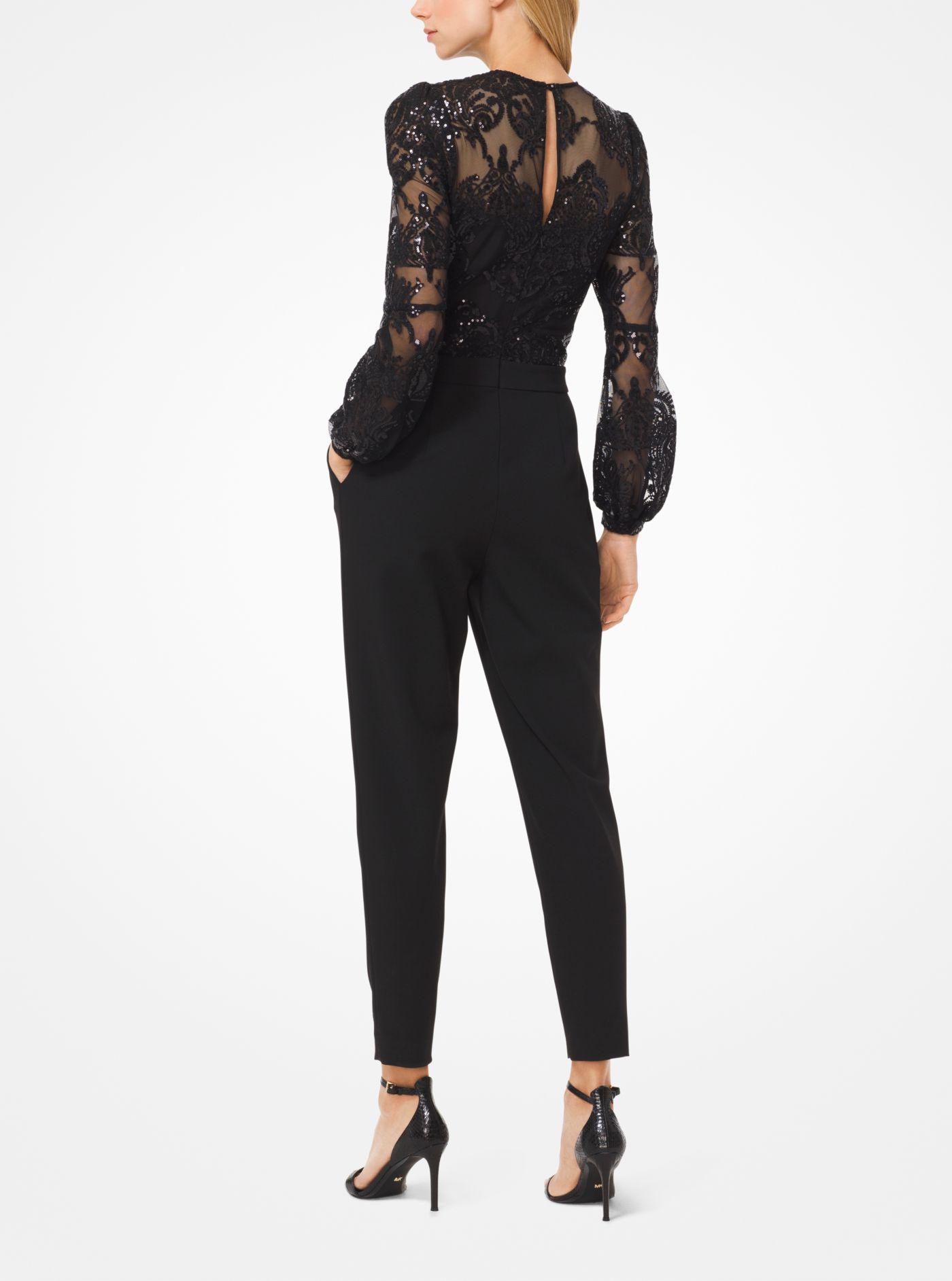 black mesh sequin jumpsuit