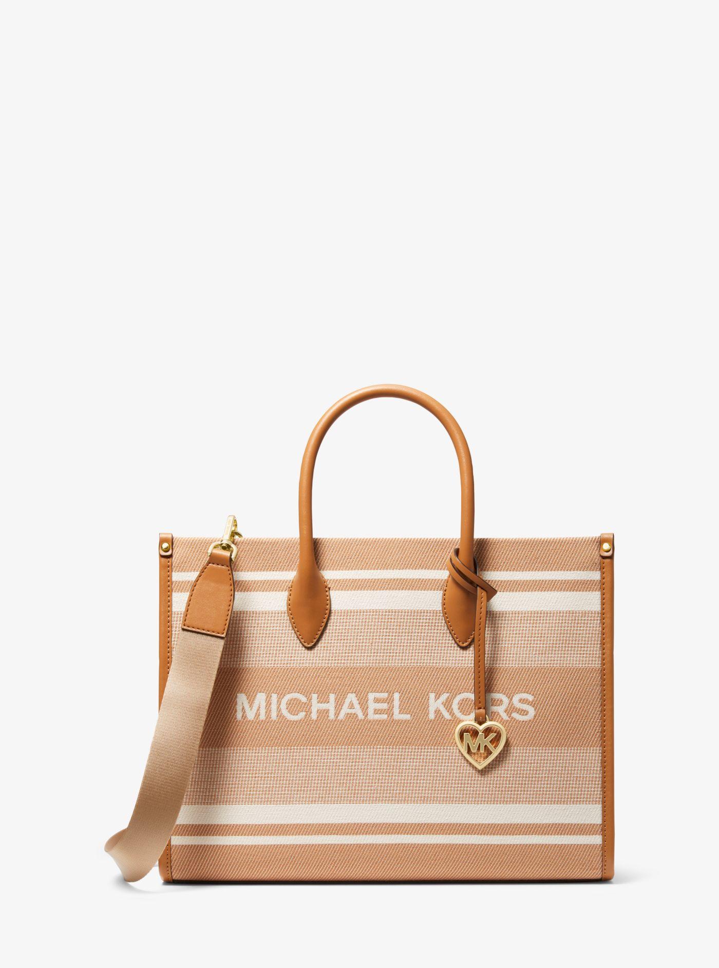 Michael Kors Mirella Medium Striped Cotton Canvas Tote Bag | Lyst