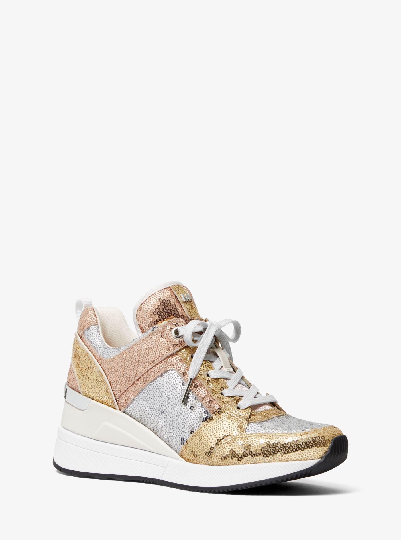 Michael Kors Georgie Color-block Sequined Canvas Trainer | Lyst