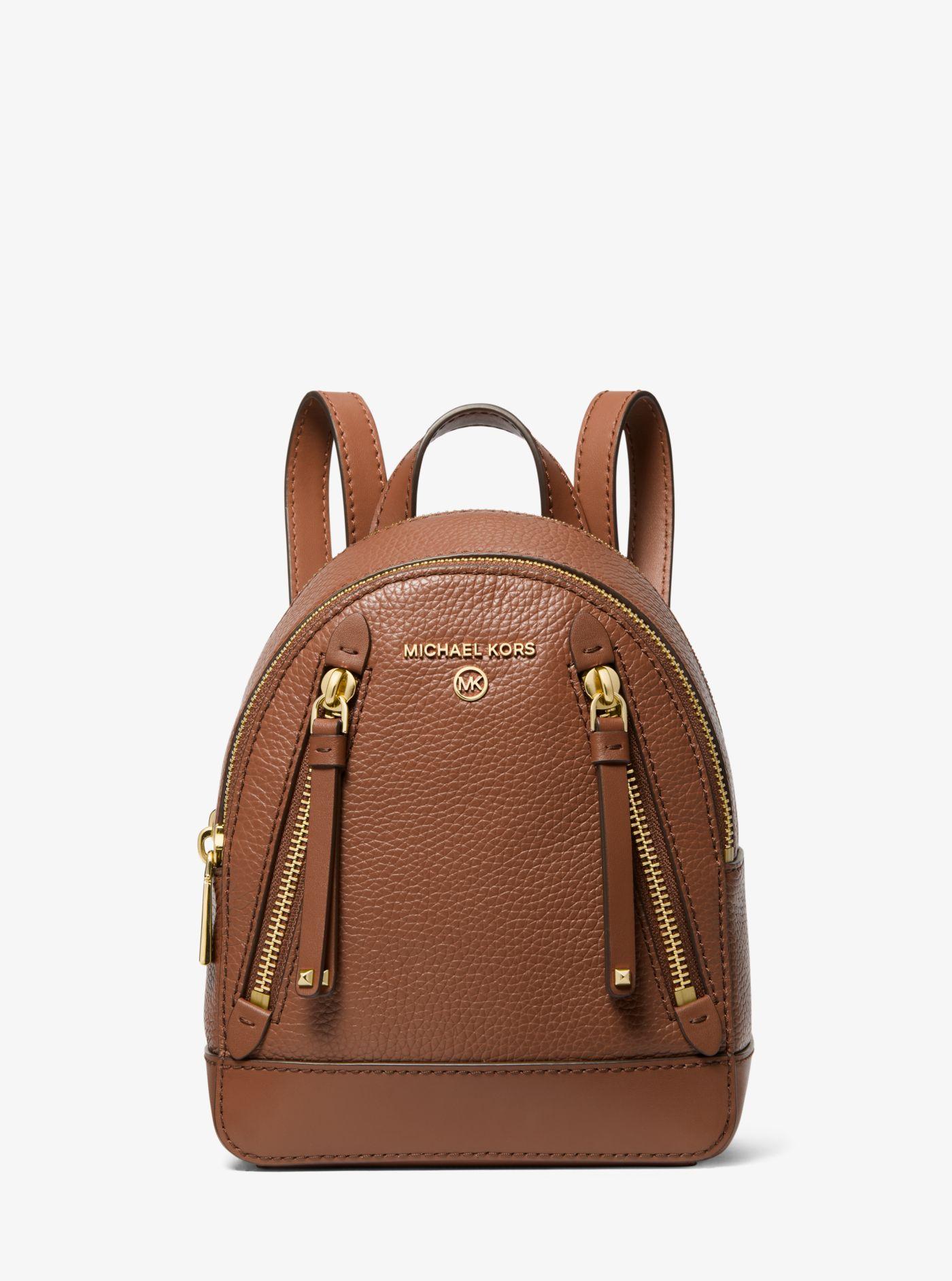 Michael Kors Brooklyn Extrasmall Pebbled Leather Backpack in Brown Lyst