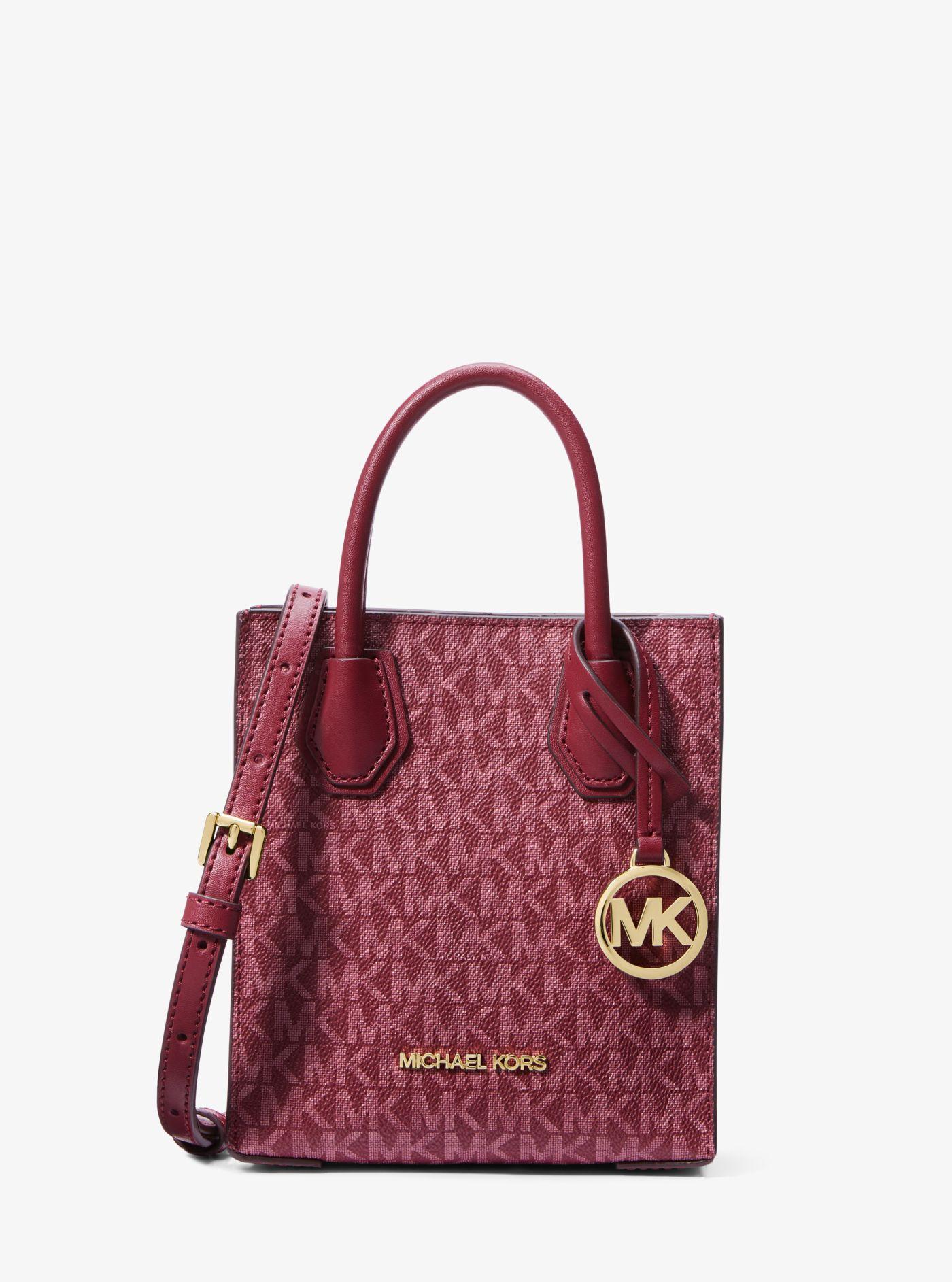 Michael Kors Mercer Extra-small Logo And Leather Crossbody Bag in Red ...