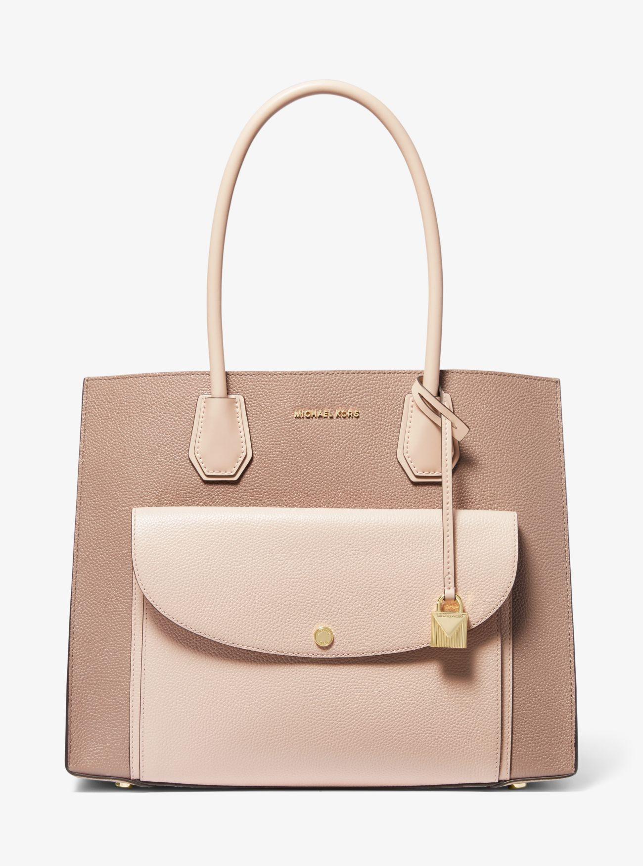 MICHAEL Michael Kors Mercer Extra-large Two-tone Pebbled Leather Pocket Tote Bag in Pink - Lyst