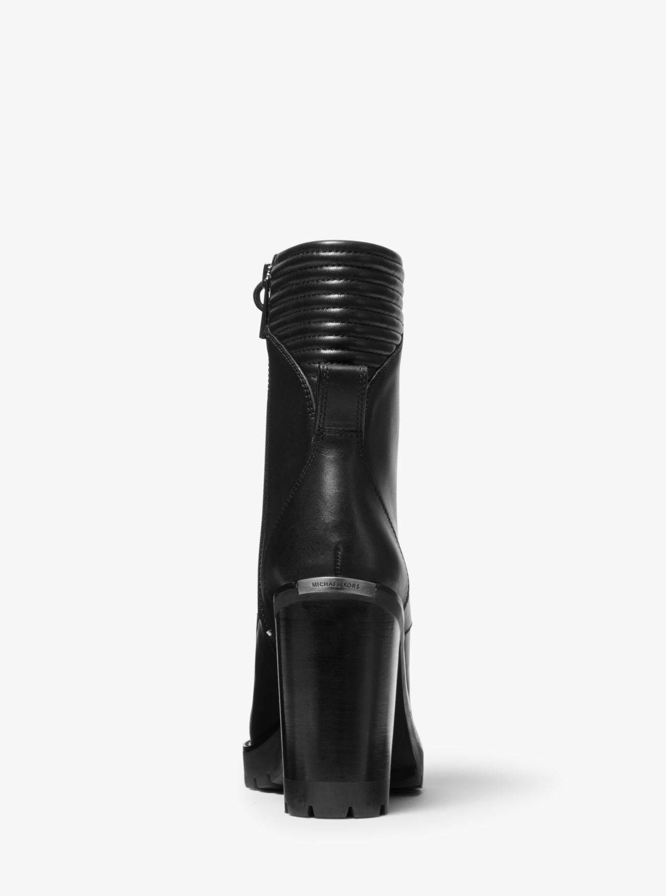 Michael Kors Bastian Leather Combat Boot in Black - Lyst