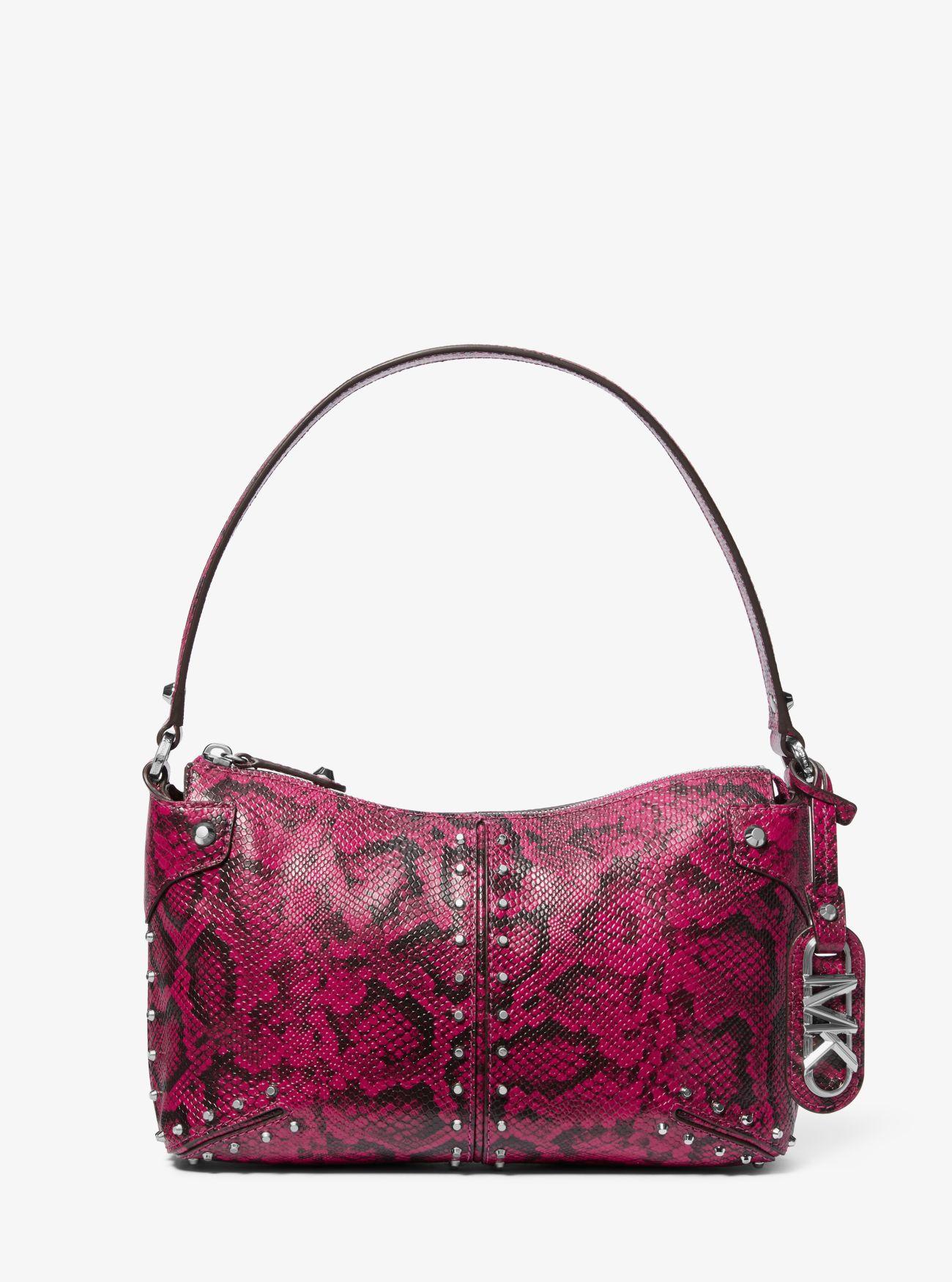 Michael Kors Astor Large Studded Snake Embossed Leather Shoulder Bag in Purple Lyst UK