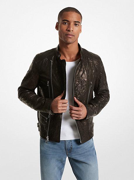 Mens michael kors leather jacket online