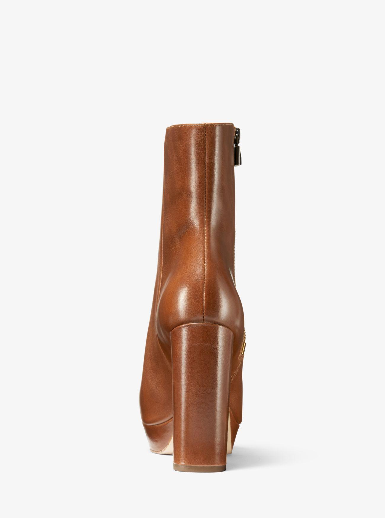 Michael Kors Frenchie Leather Platform Boot in Brown | Lyst