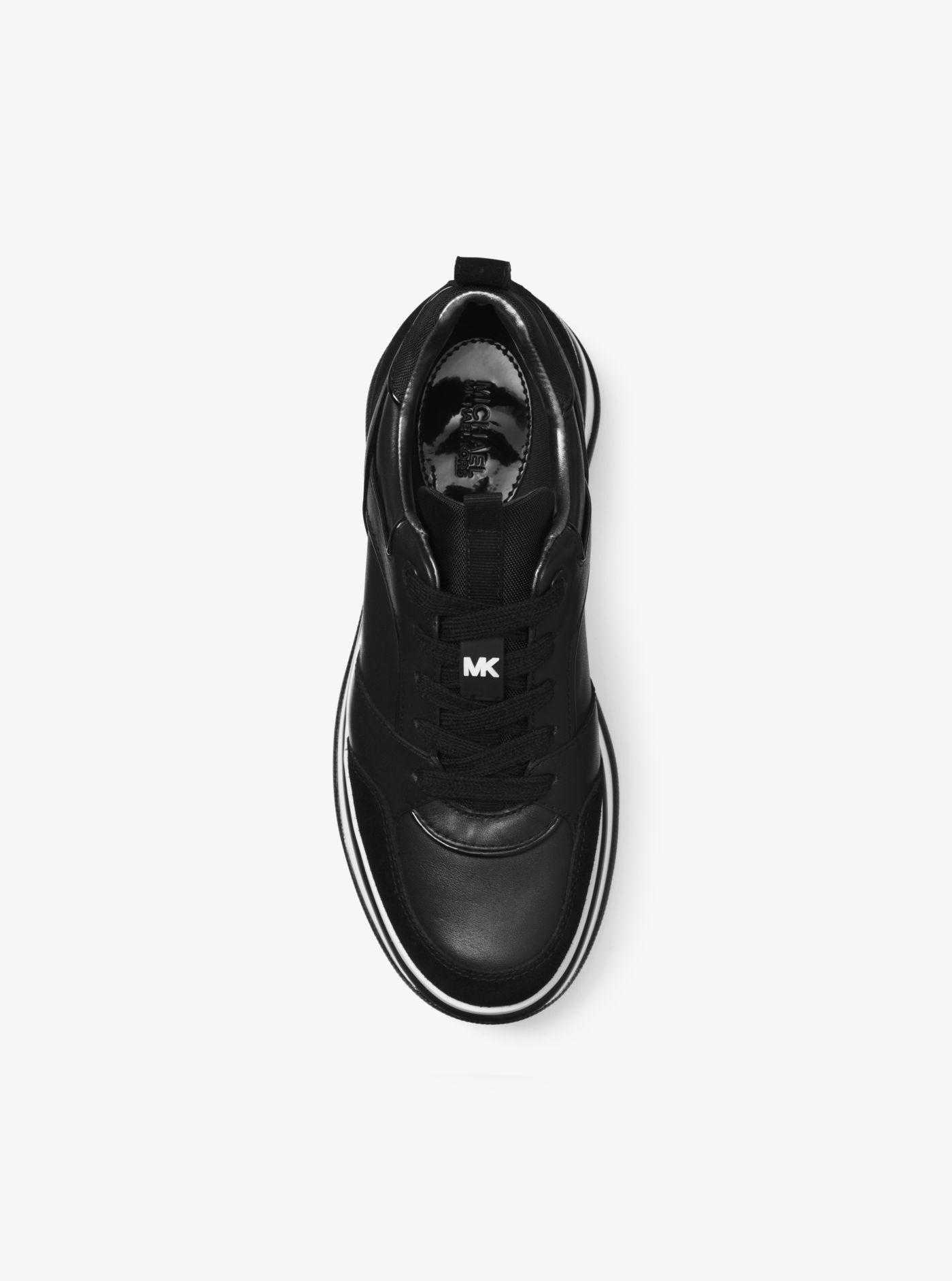 felicia leather and canvas platform trainer