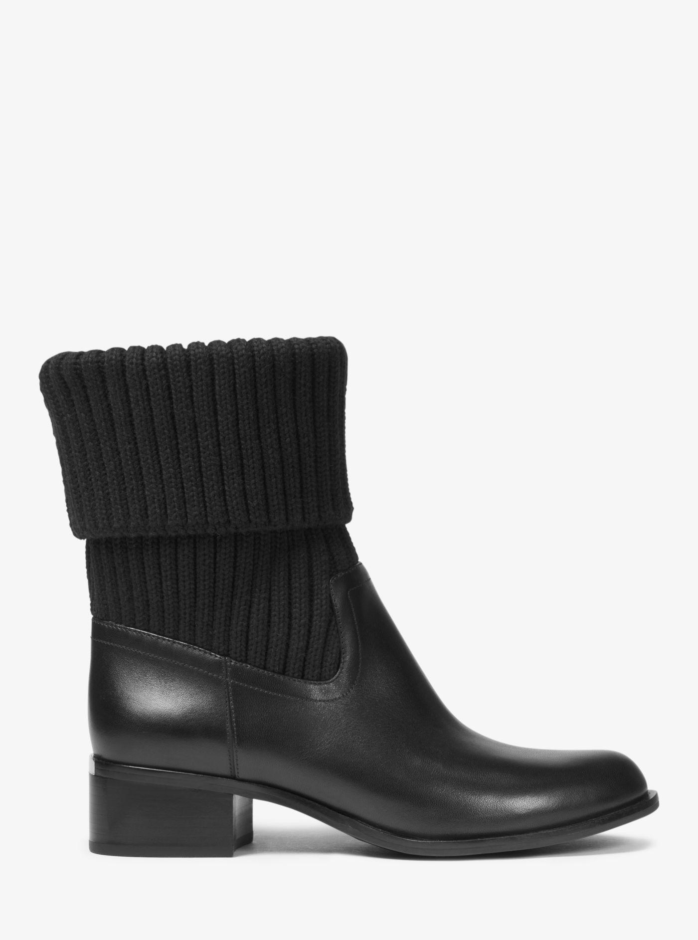 april leather and knit boot
