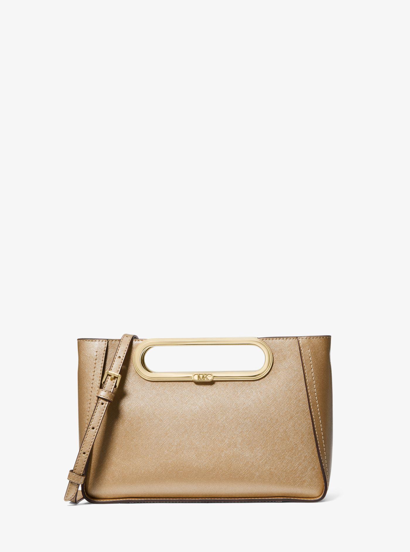 Michael Kors Chelsea Large Metallic Saffiano Leather Convertible Crossbody Bag in Natural Lyst